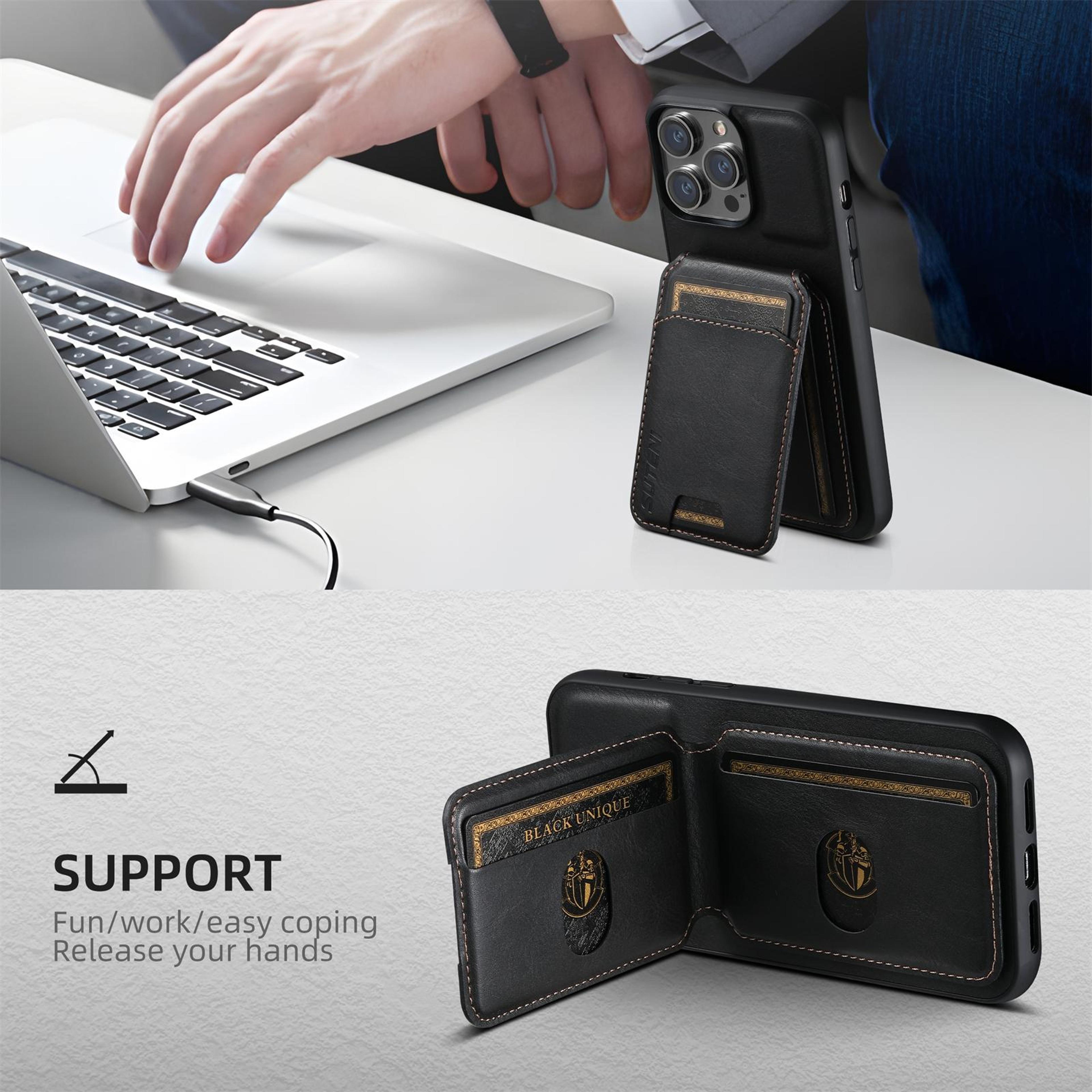 Suteni H02 IPhone 16 Pro Max Wallet Case With Leather Stand  Card Holder 2
