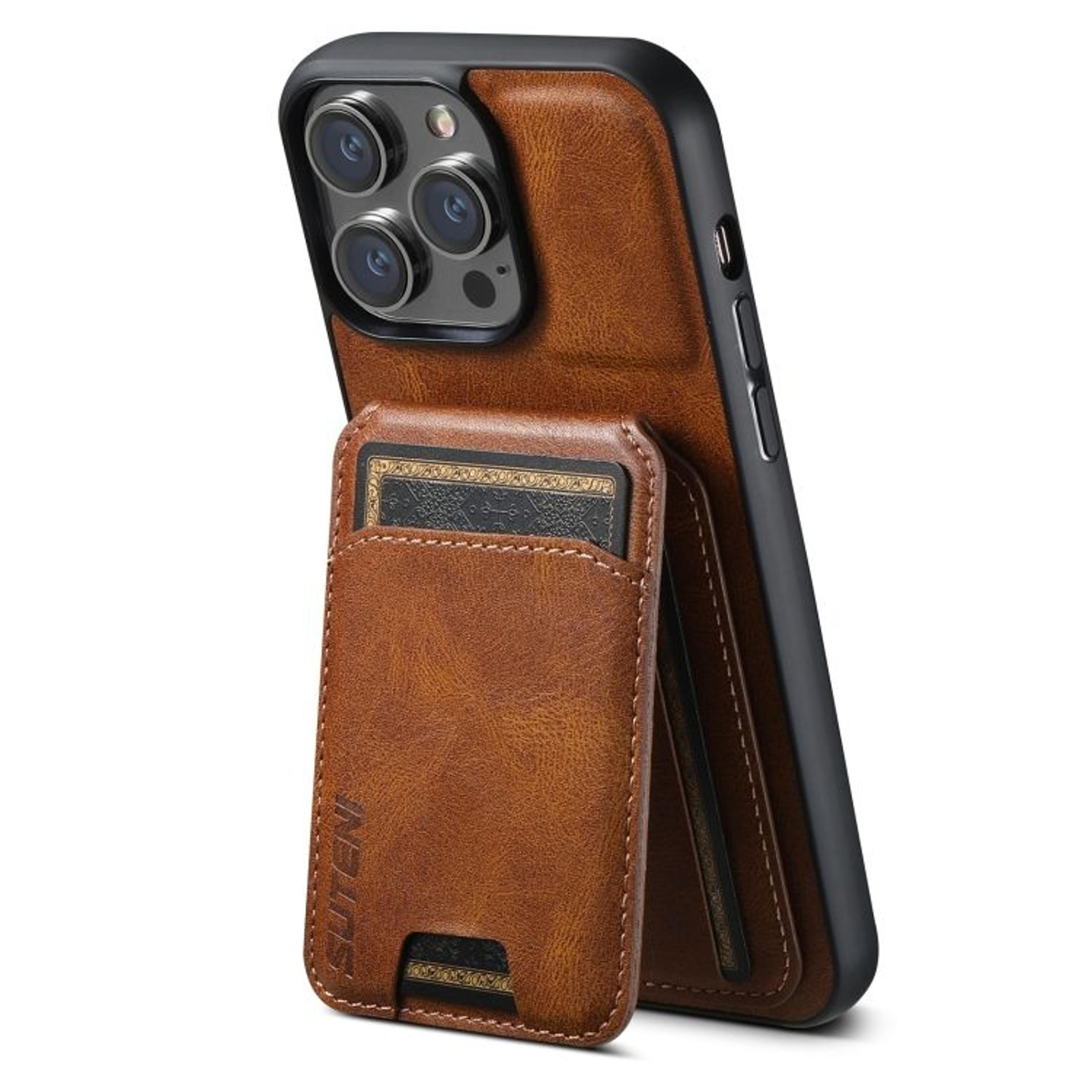 Suteni Leather Wallet Stand Case For IPhone 15 Pro Max With Card Holder Shockproof Cover 7