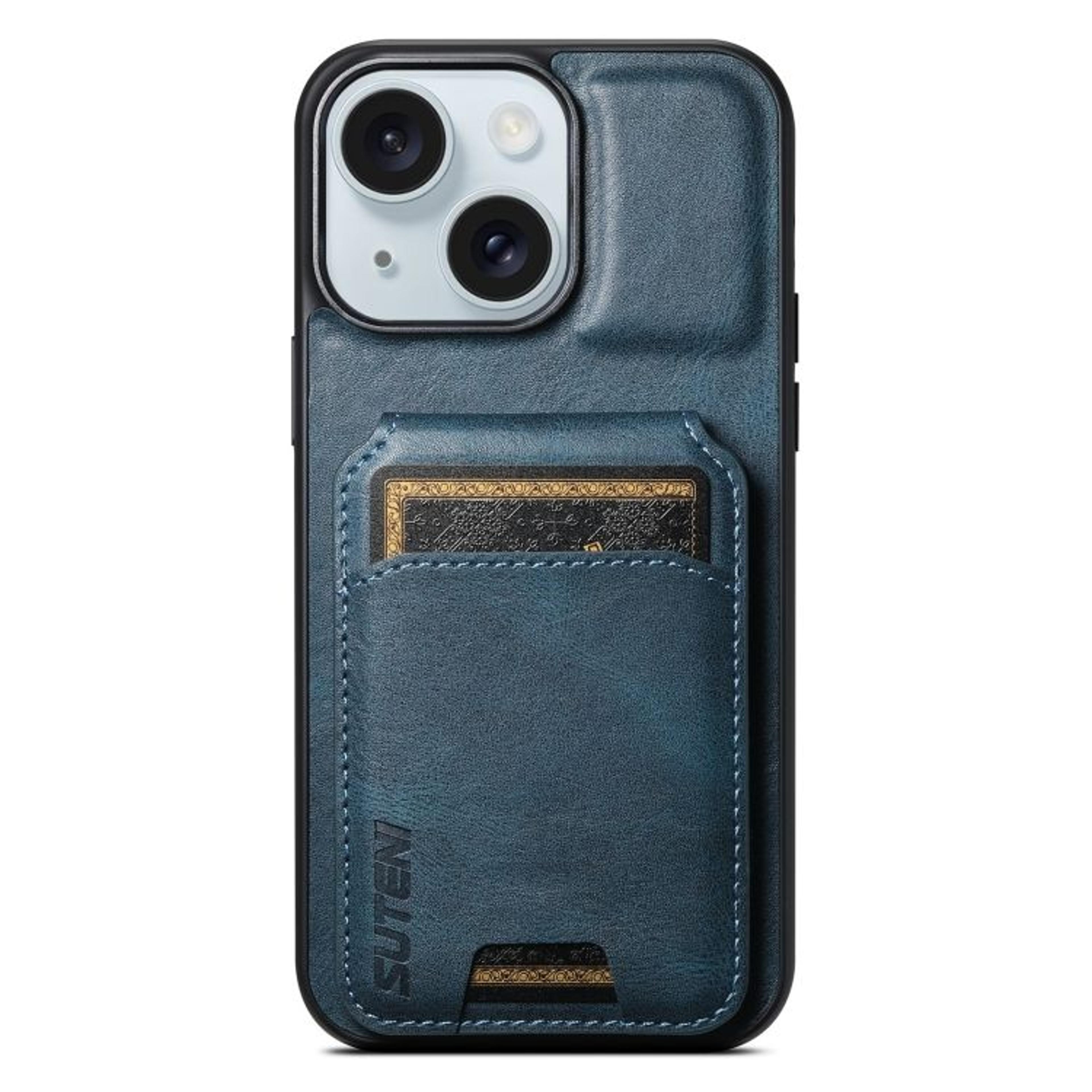 Suteni H02 IPhone 15 Plus Leather Wallet Case With Stand And Card Holder 8