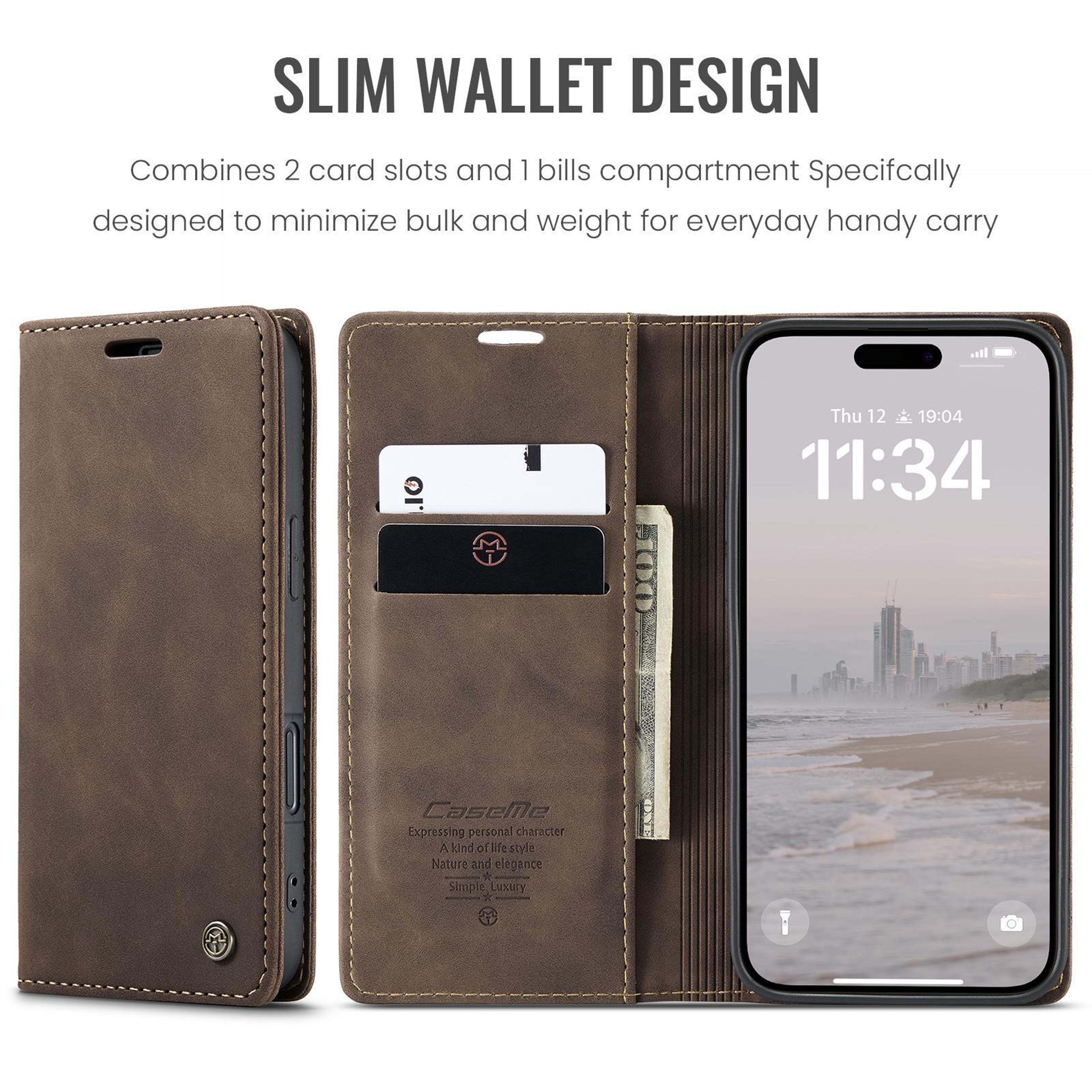 CaseMe Vintage Leather Wallet Case For IPhone 16 Pro With Card Holder Kickstand  Magnetic Flip Cove 1