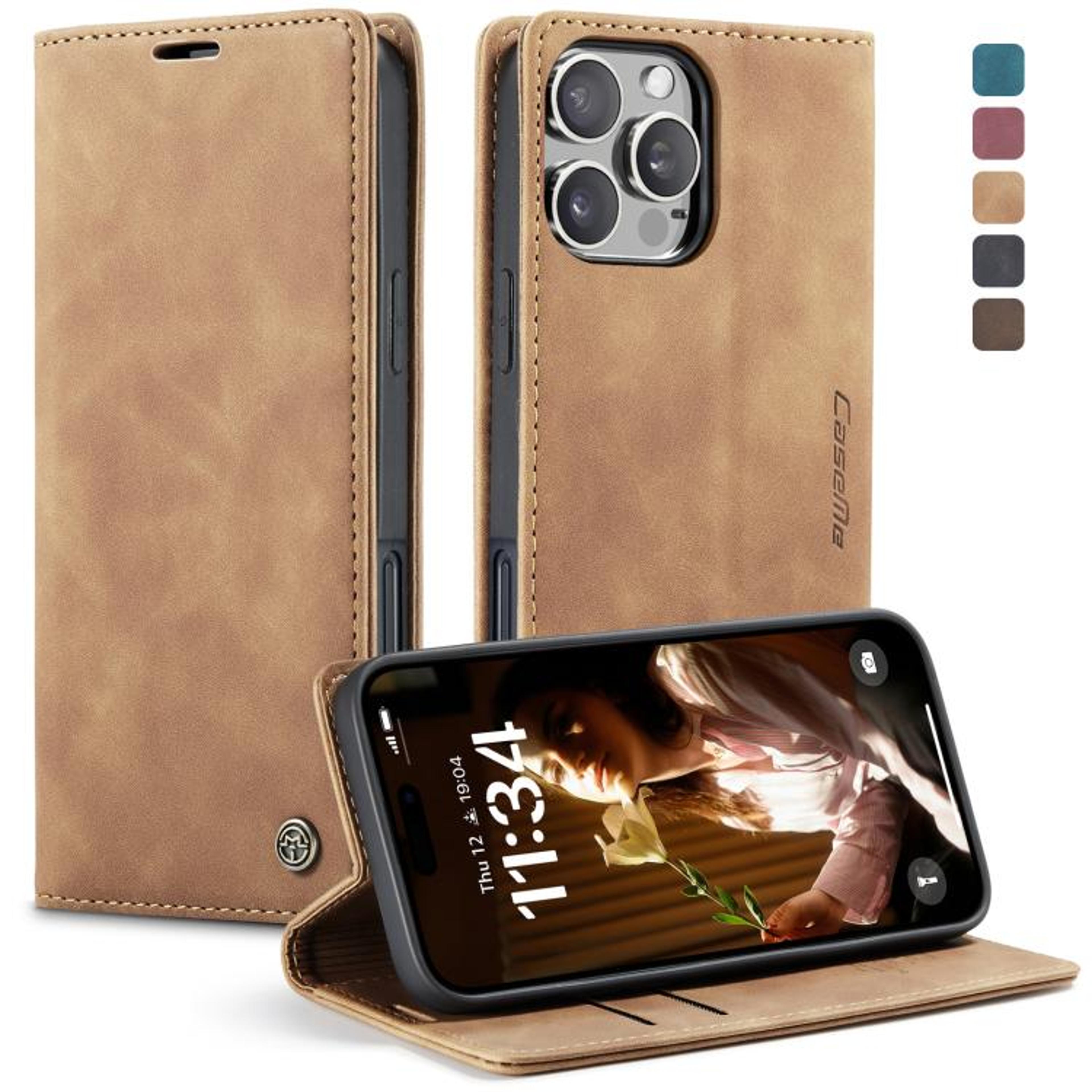 CaseMe Vintage Leather Wallet Case For IPhone 16 Pro With Card Holder Kickstand  Magnetic Flip Cove 7