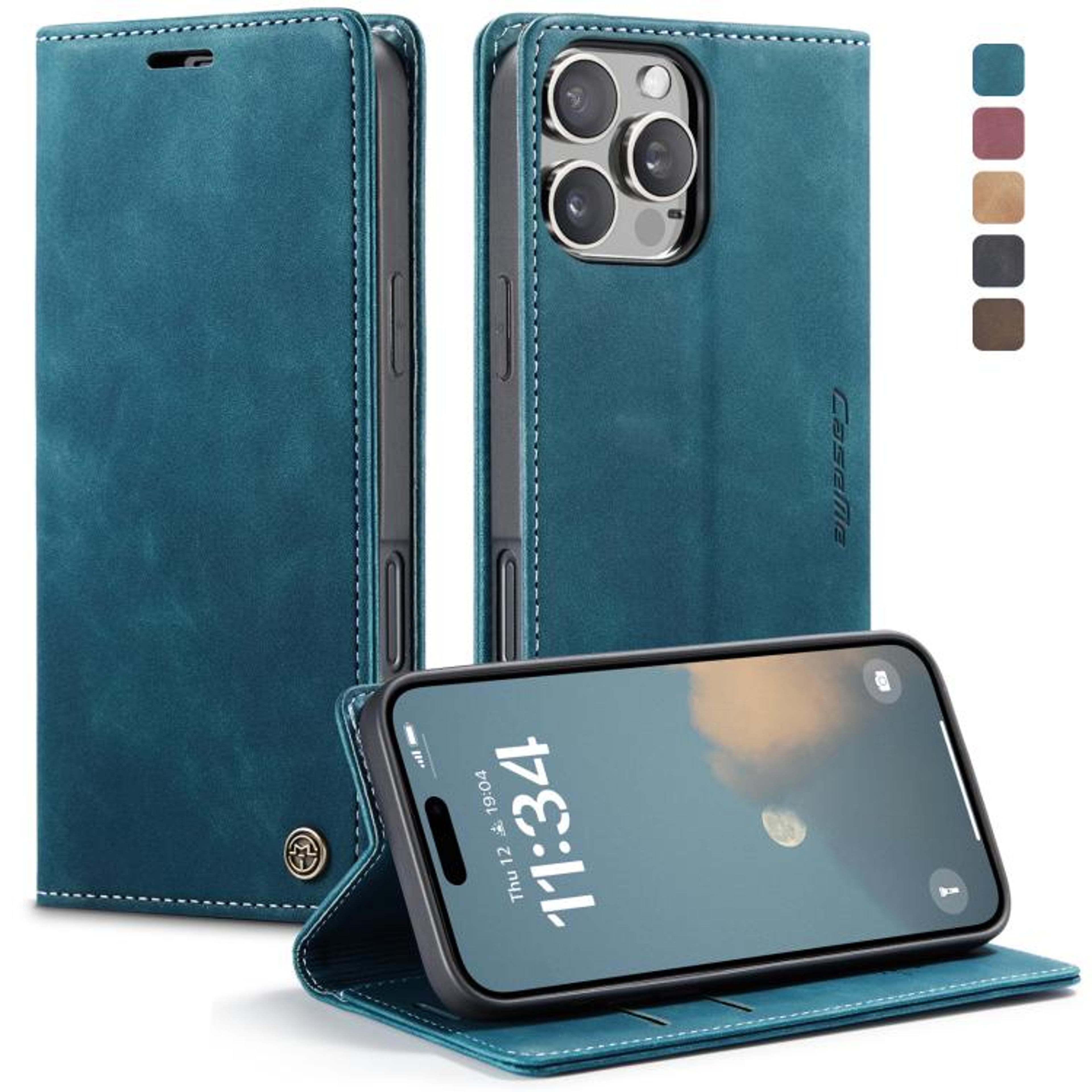 CaseMe Vintage Leather Wallet Case For IPhone 16 Pro With Card Holder Kickstand  Magnetic Flip Cove 9