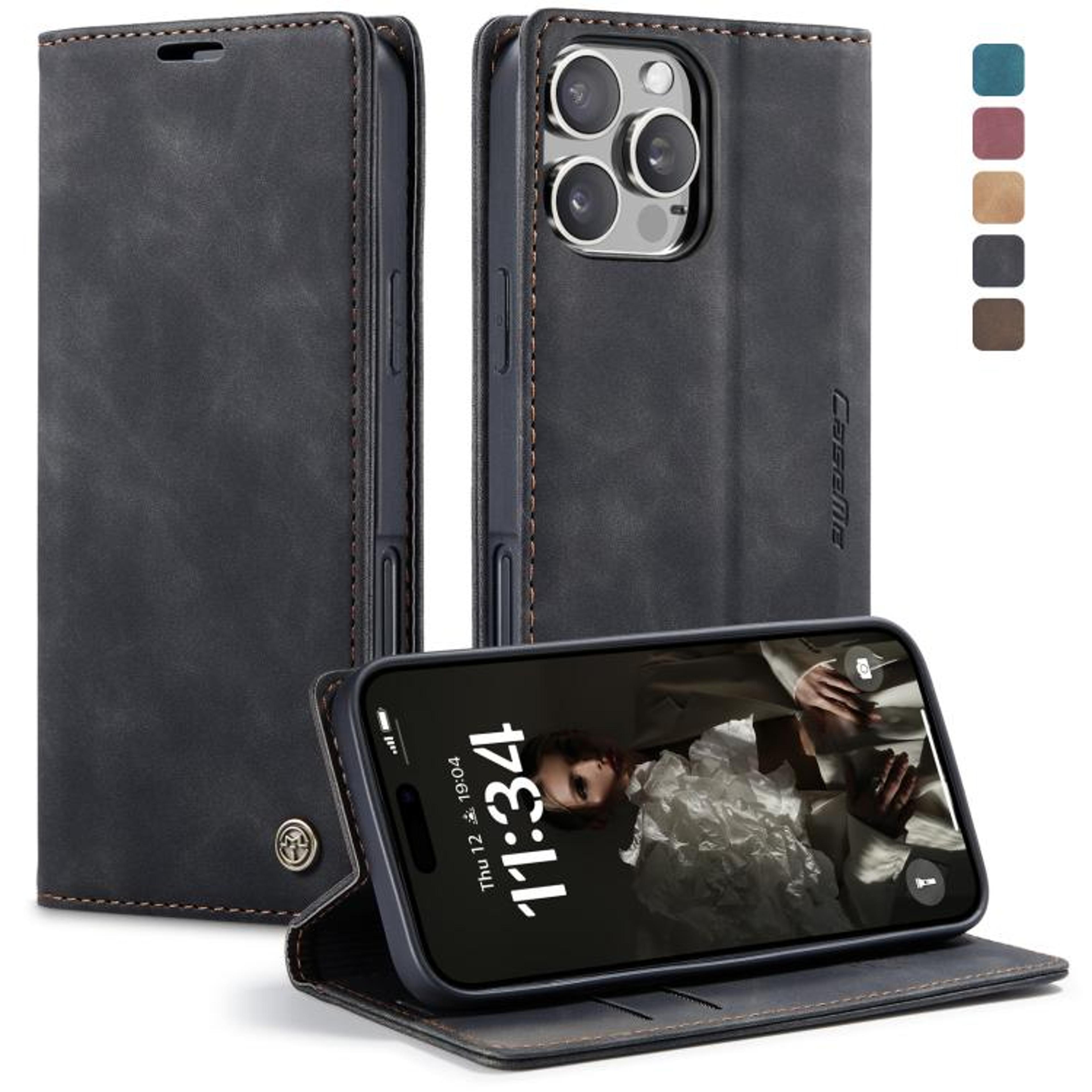 CaseMe Vintage Leather Wallet Case For IPhone 16 Pro With Card Holder Kickstand  Magnetic Flip Cove 10