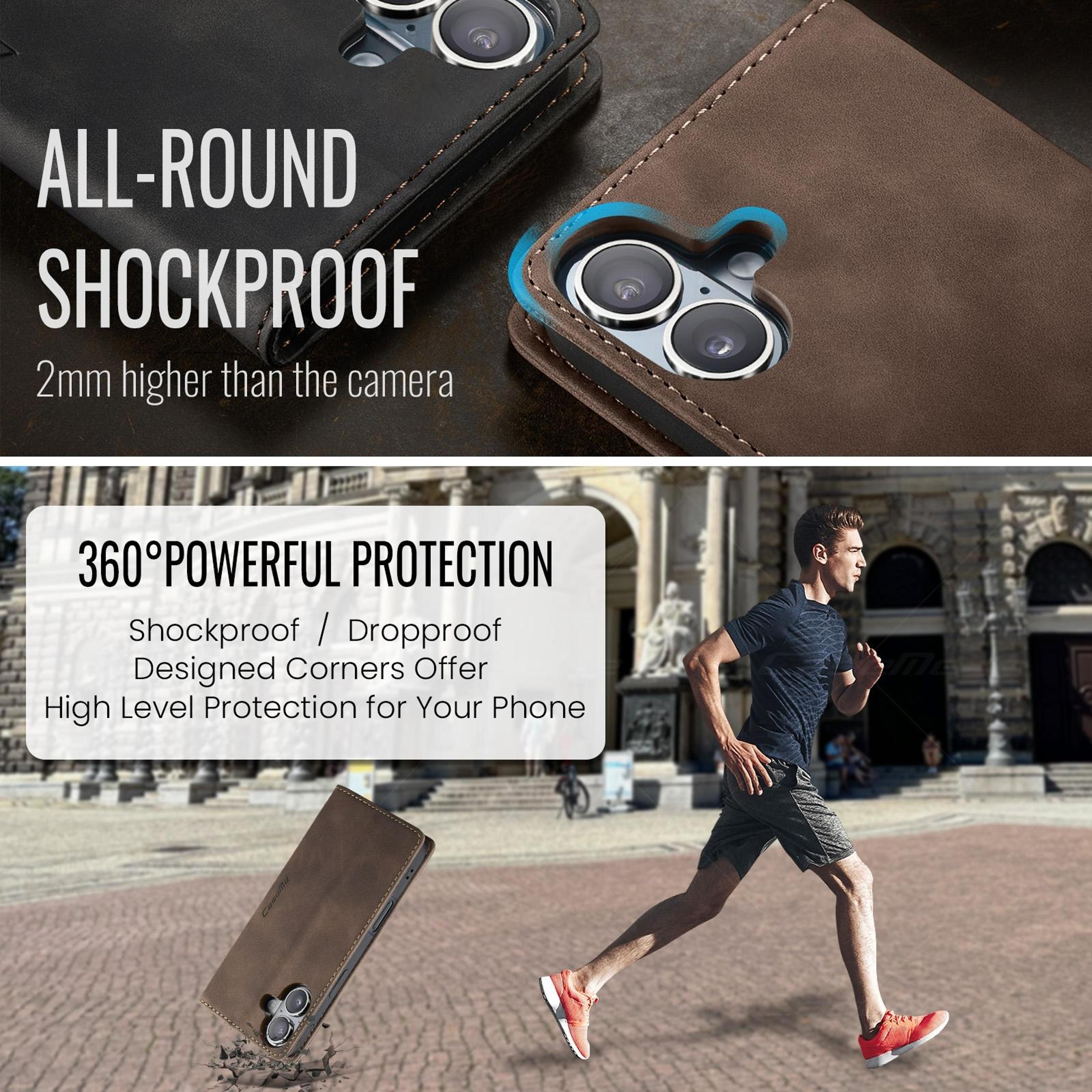 CaseMe Vintage Leather Wallet Case For IPhone 16 Plus With Card Holder Kickstand  Magnetic Flip Cov 5