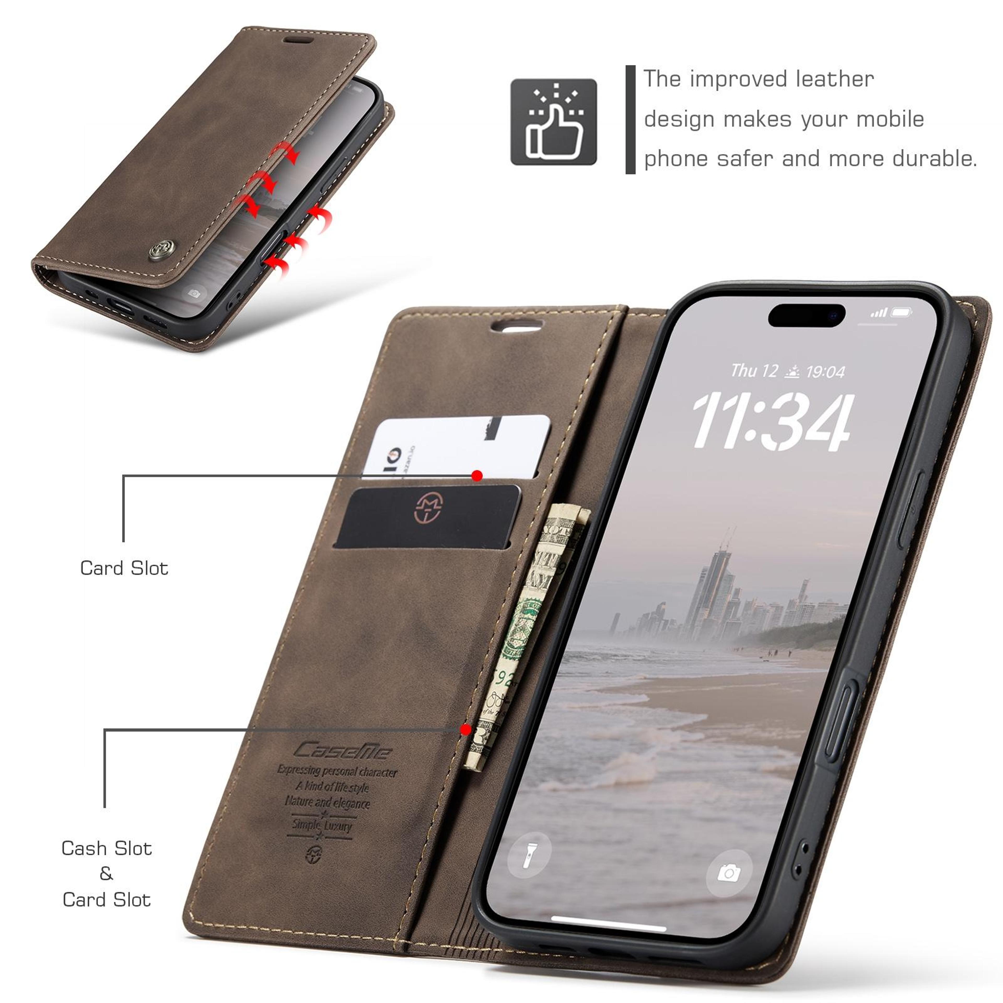 CaseMe 013 IPhone 16 Wallet Case With Stand  Card Holder Premium Leather Phone Case 2