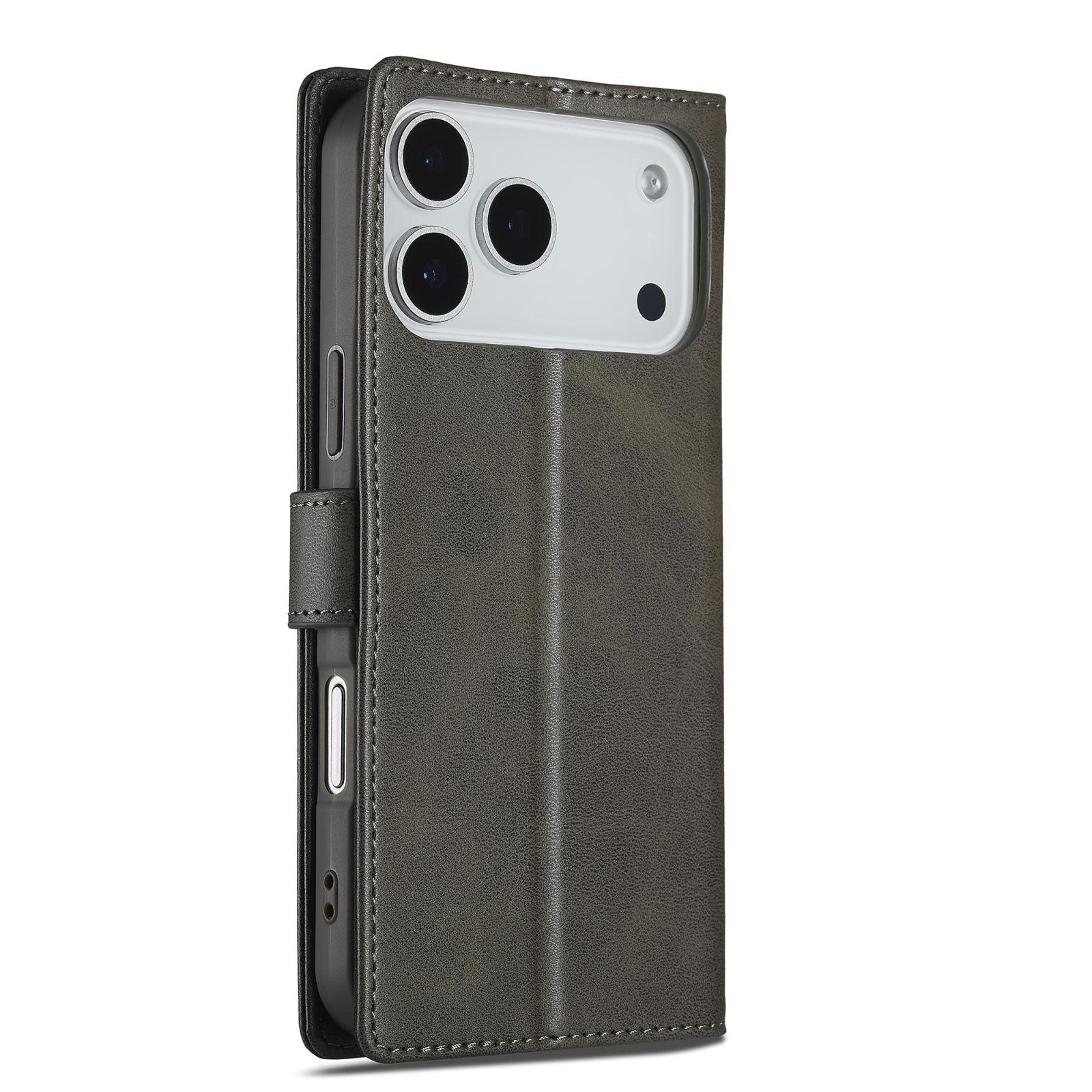 LCIMEEKE Calf Texture Leather Wallet Case With Stand For IPhone 17 Pro Flip Cover 2