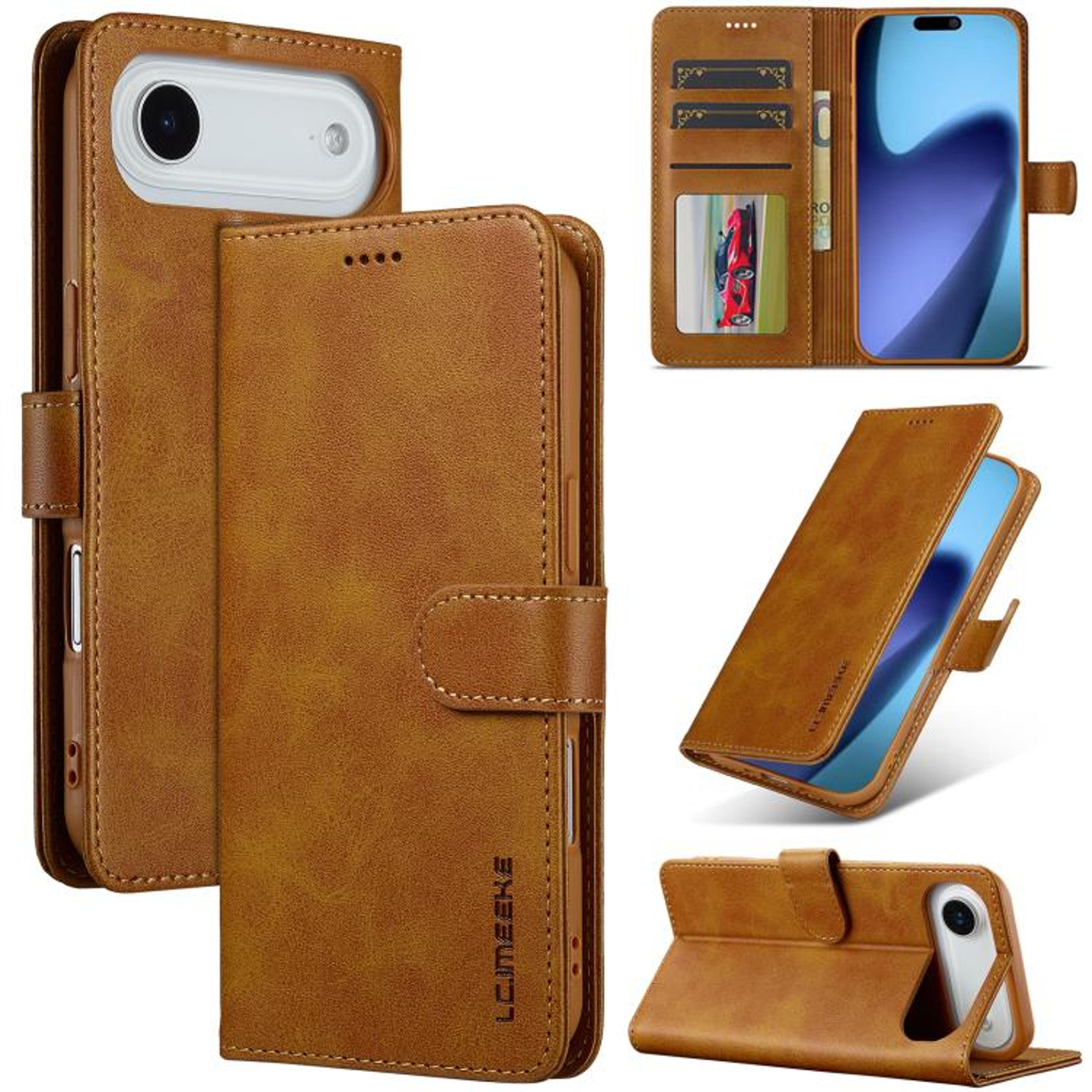 LCIMEEKE Leather Wallet Case With Stand  Card Holder For IPhone Air Flip Cover 12