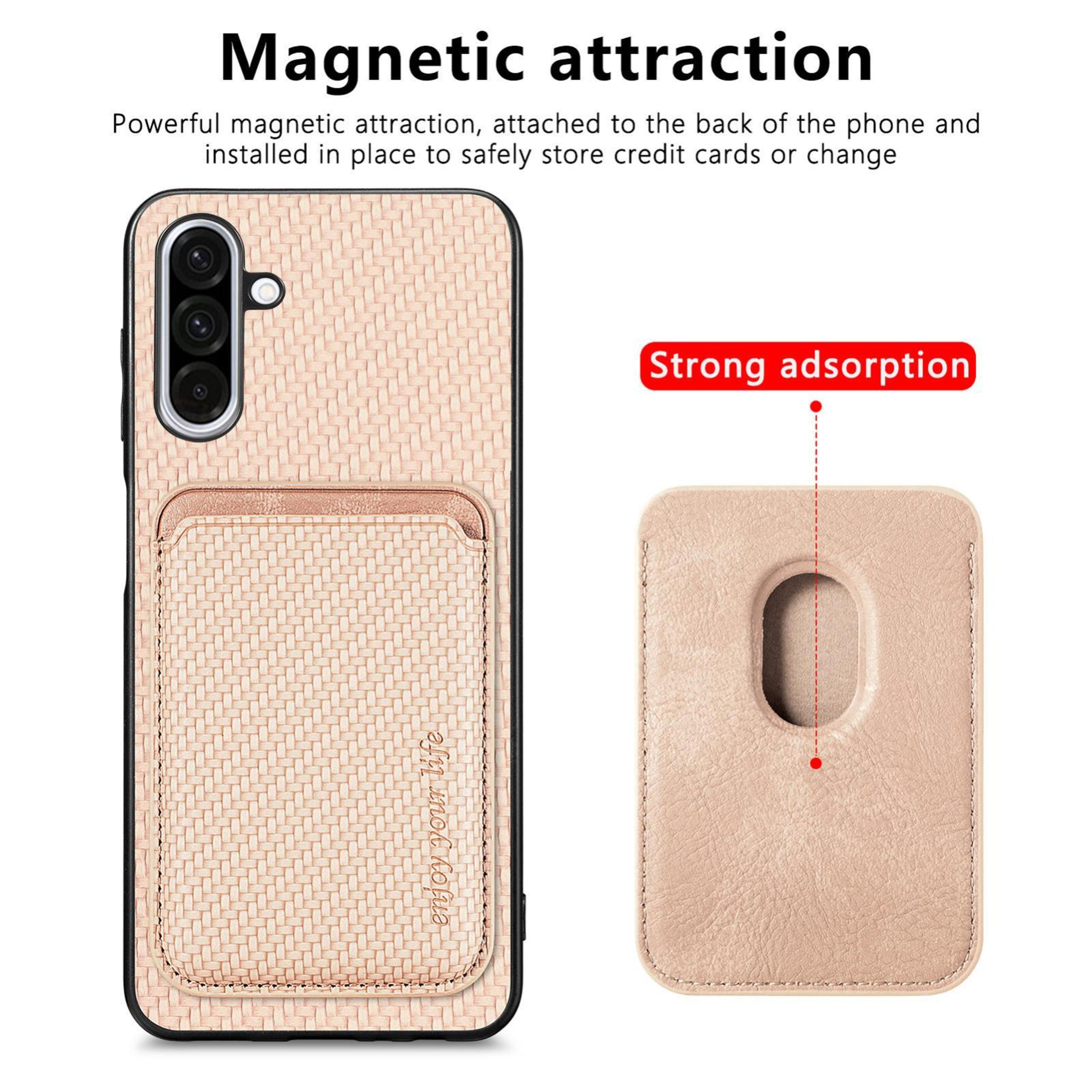 Samsung Galaxy A56 5G MagSafe Phone Case With Carbon Fiber Leather Magnetic Card Wallet 1