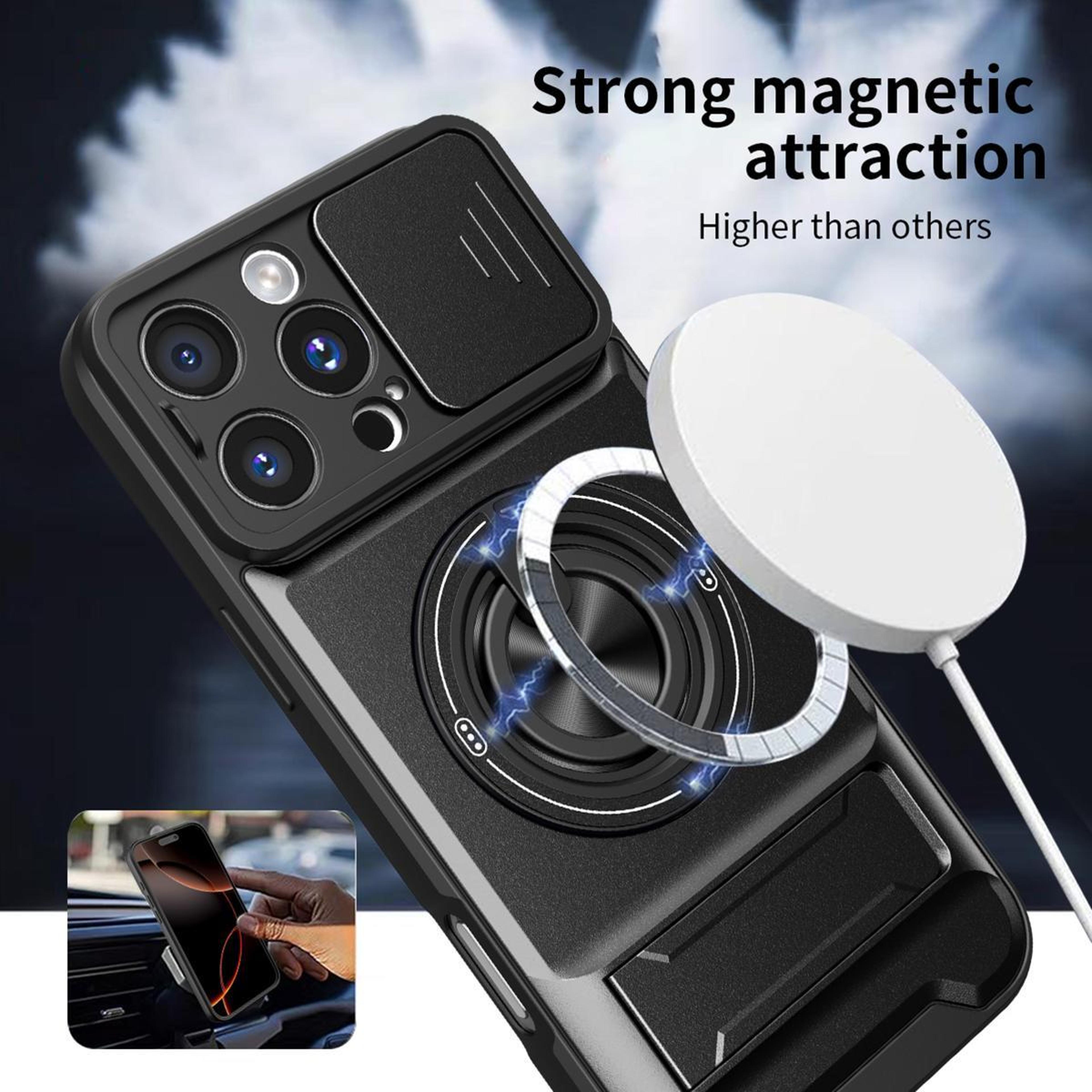 IPhone 16 Pro Magnetic Shockproof Case With Sliding Lens Cover  Kickstand 6