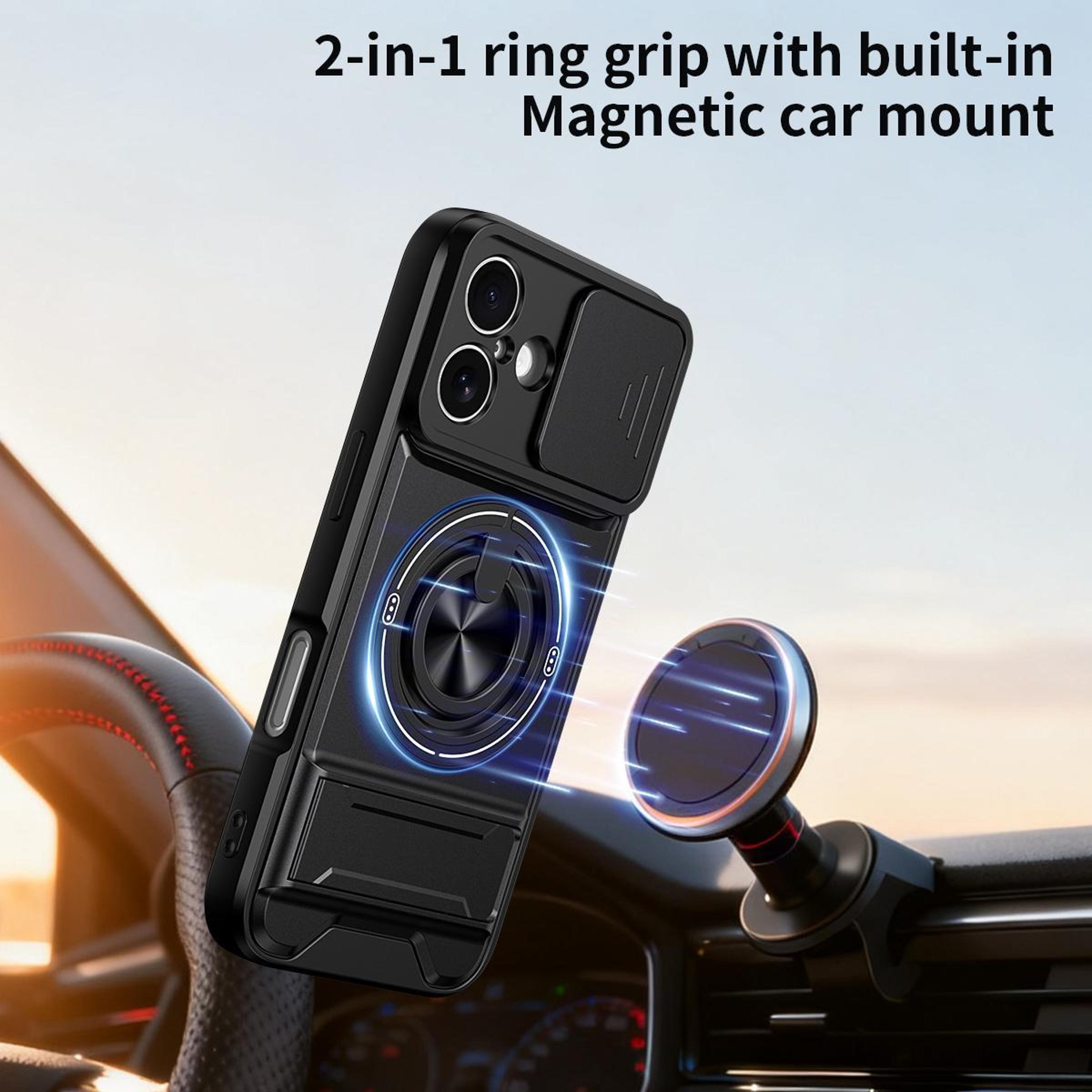 IPhone 16 Magnetic Case With Sliding Camera Cover Kickstand  Shockproof Protection 7