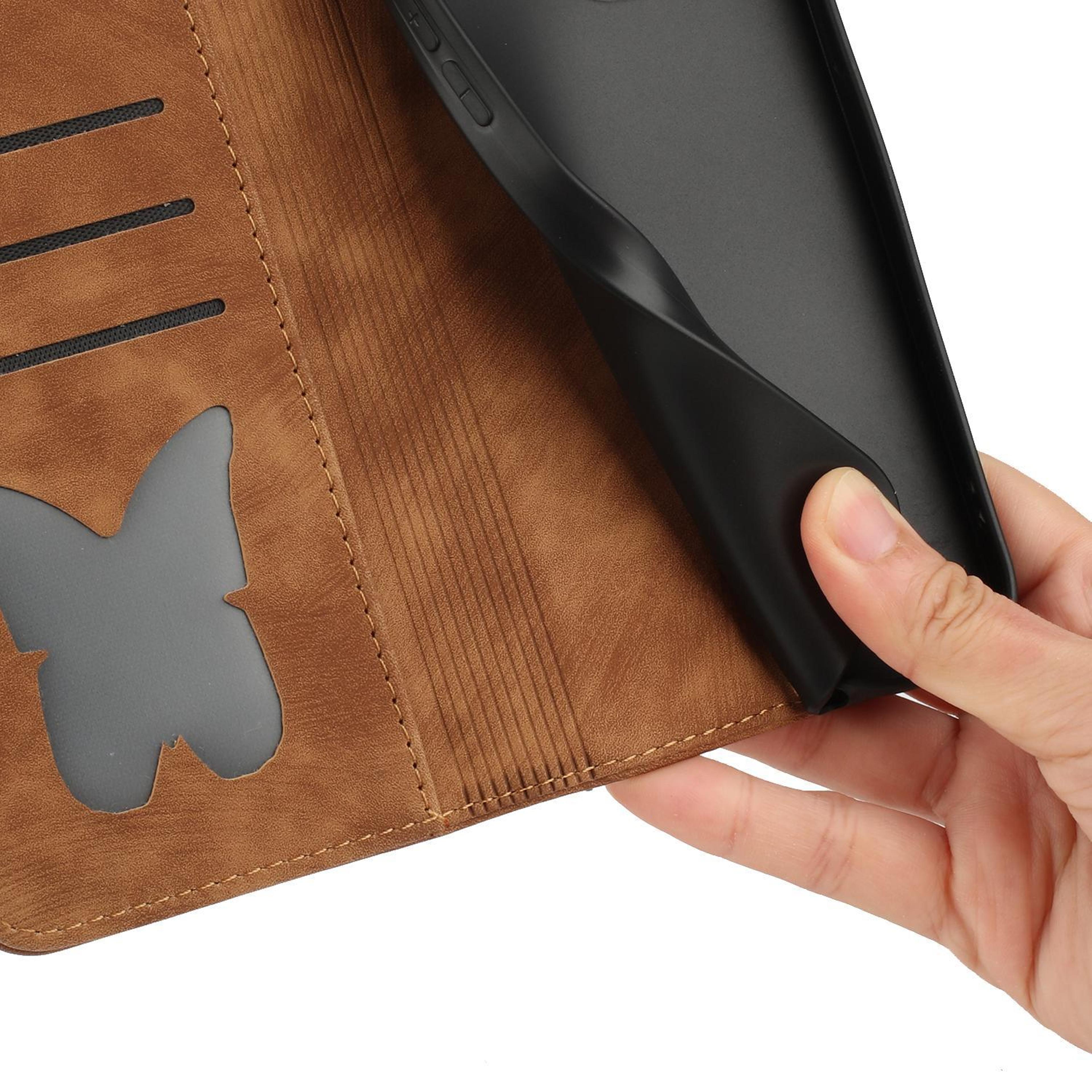 Butterfly Cat Embossed IPhone 17 Wallet Case With Leather Flip Cover Card Holder  Kickstand 5