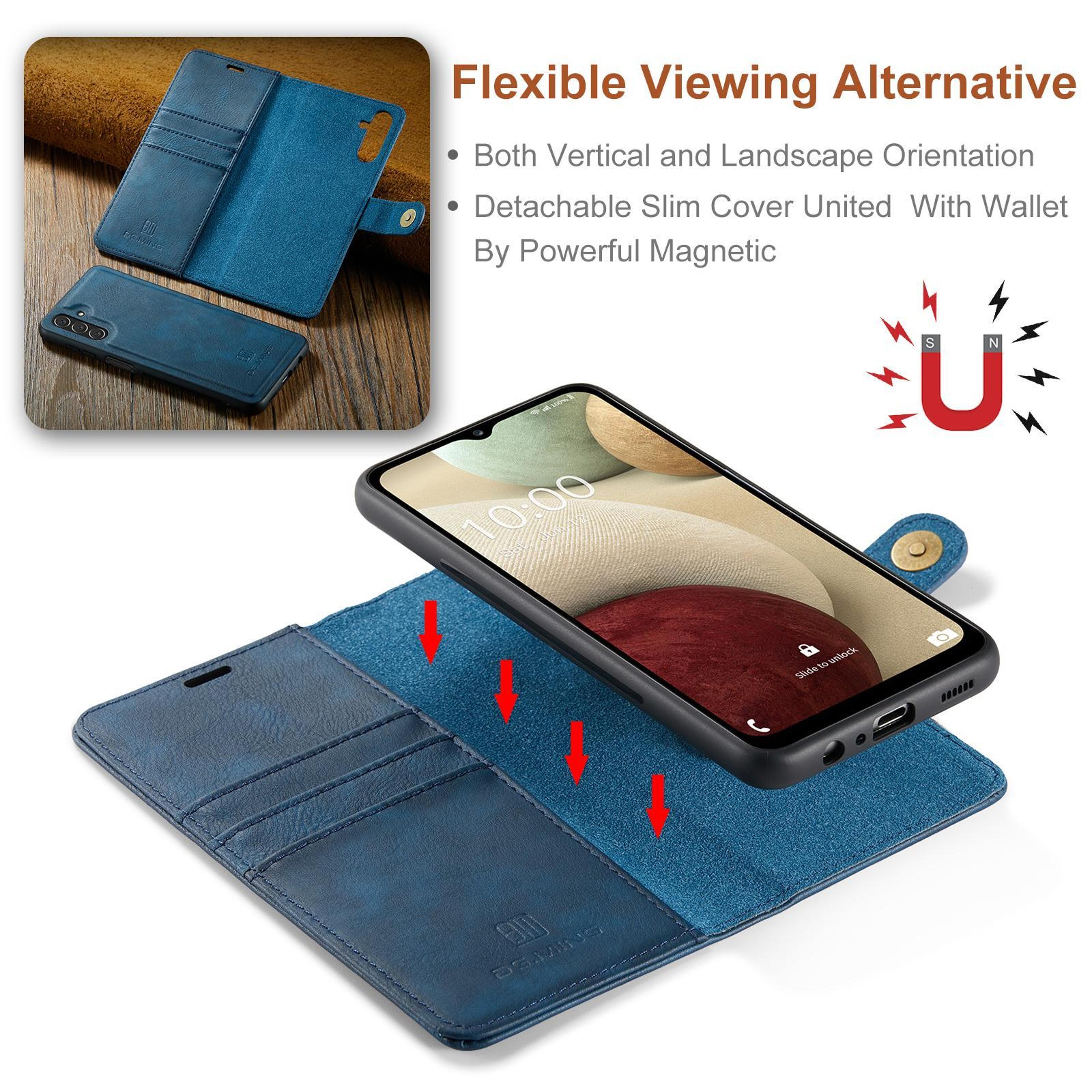Galaxy A14 Case Detachable Magnetic Leather Wallet Case With Card Holder And Stand 5