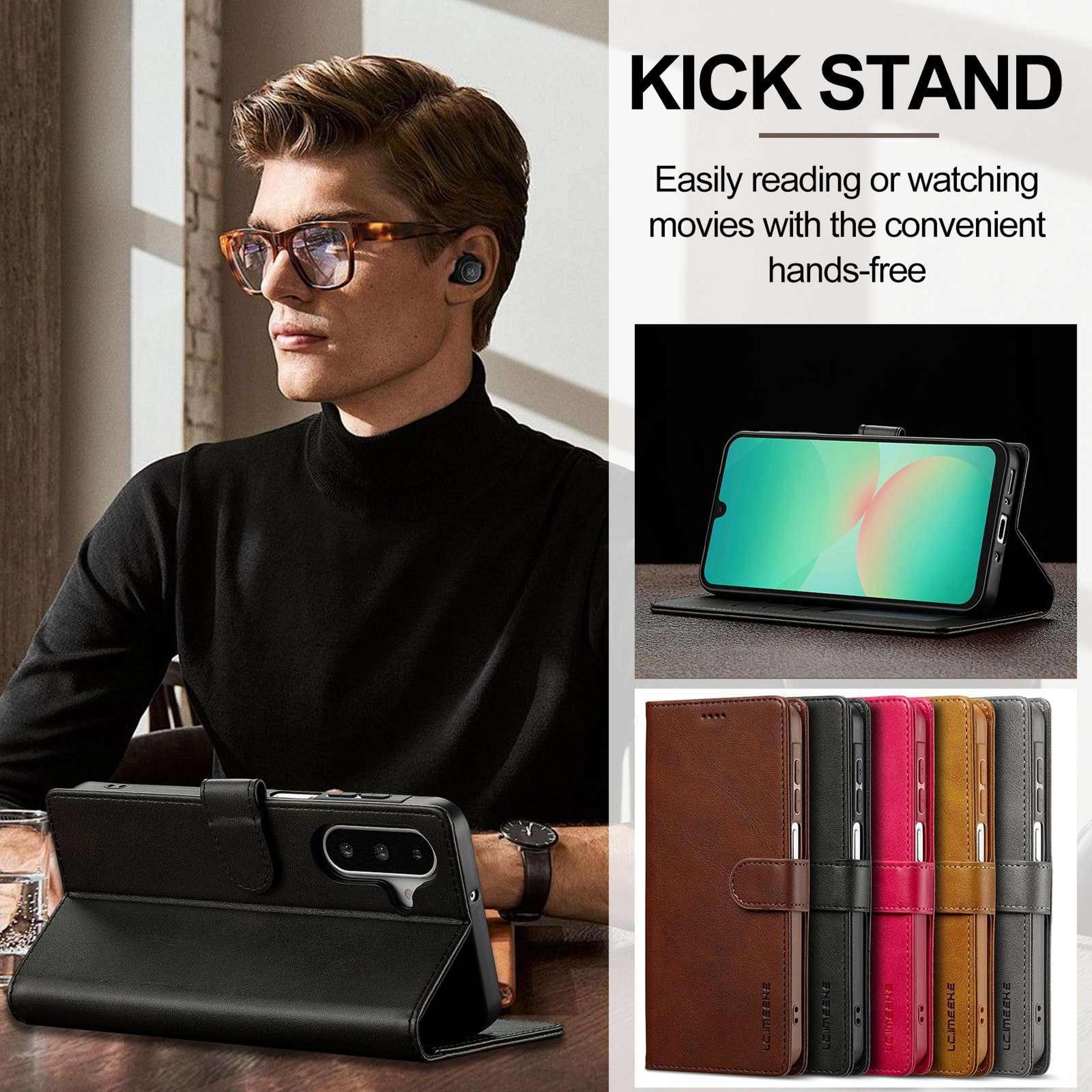 Galaxy A18 5G Leather Wallet Case With Card Holder And Stand 5