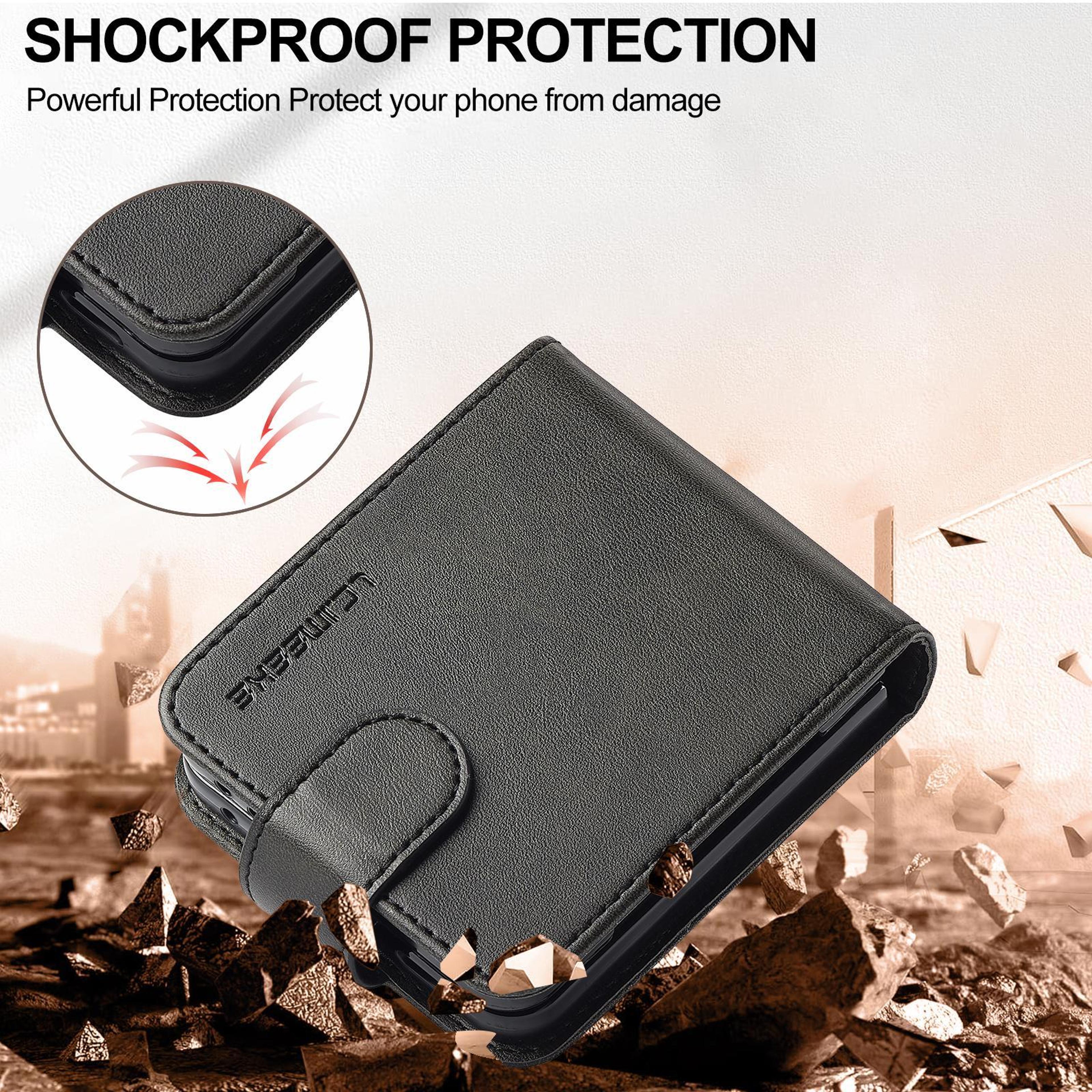 Samsung Galaxy Z Flip8 Case Calf Texture Leather Phone Case With Shockproof Protection 3