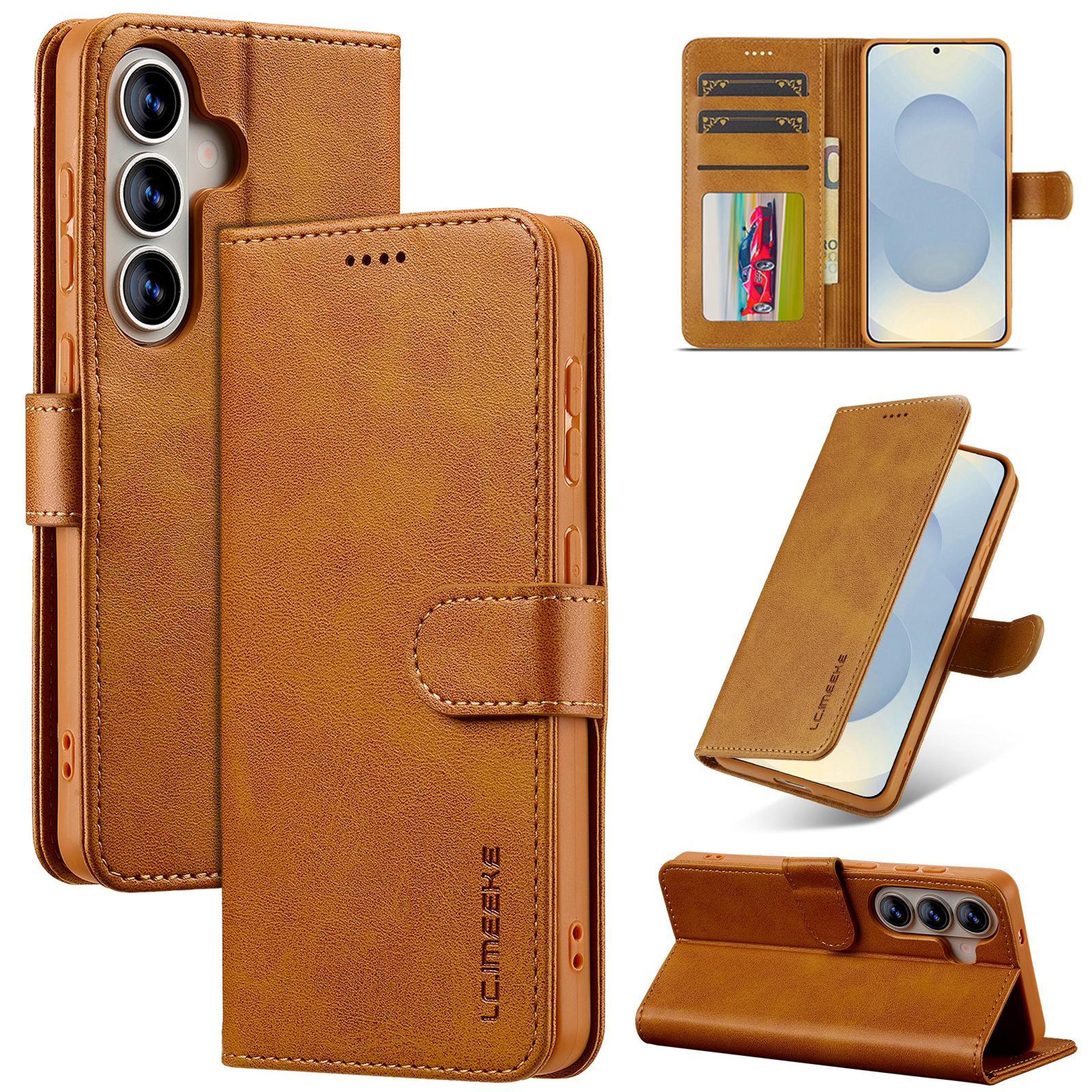 samsung galaxy a57 5g wallet case with calf texture, card slots and stand