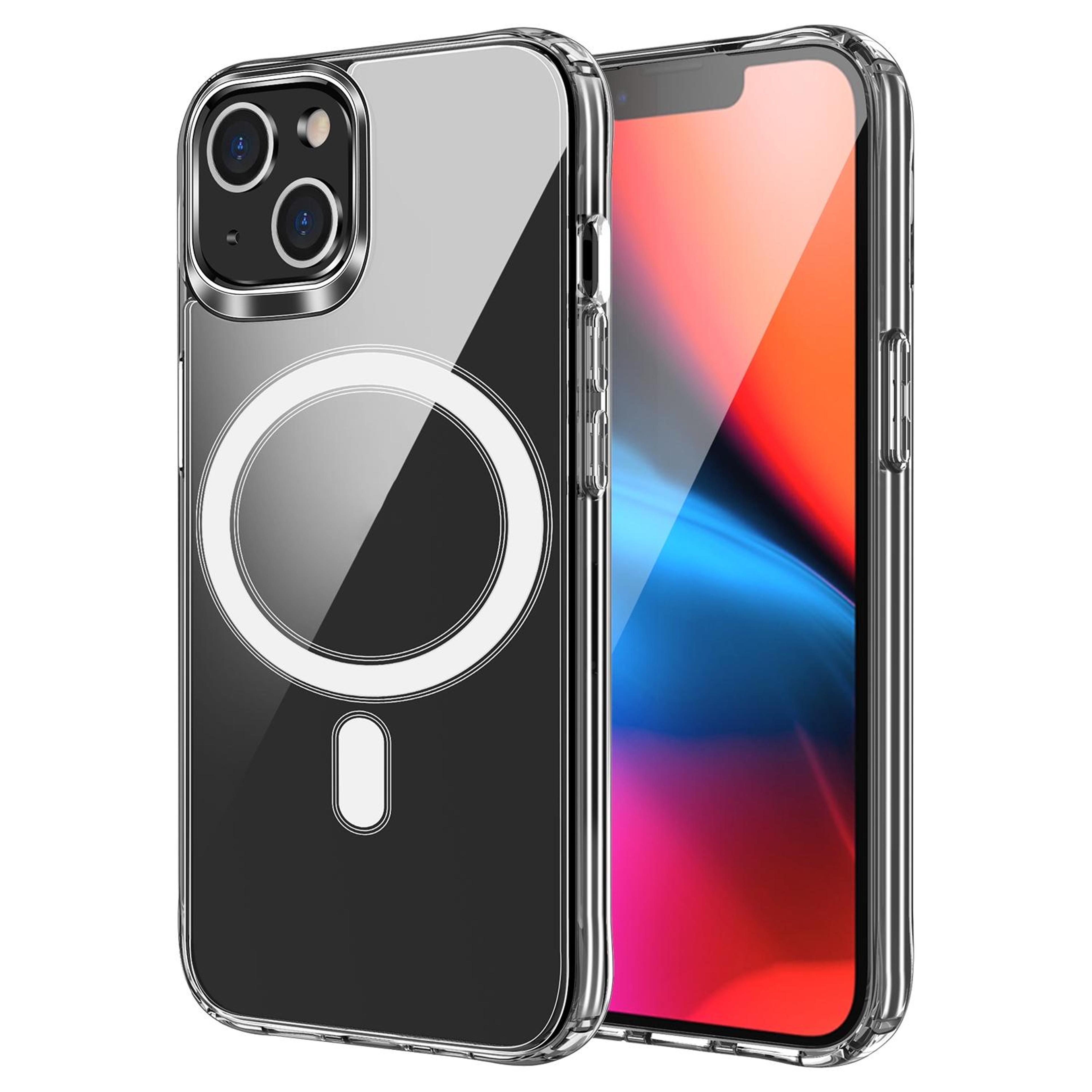 iphone 13 mini clear magsafe case with magnetic ring and shockproof corners