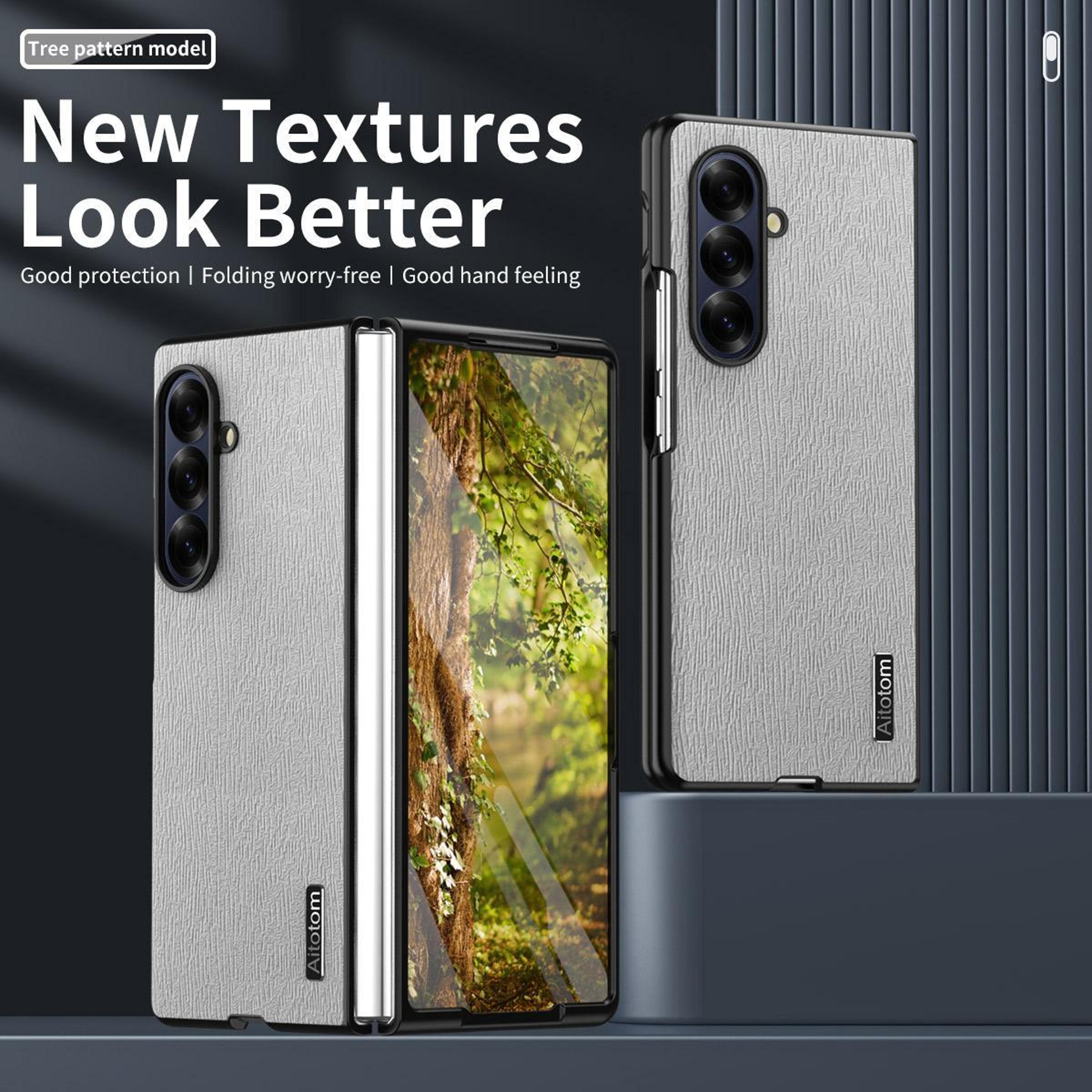 Galaxy Z Fold7 5G Tree Bark Leather Shockproof Protective Case 2