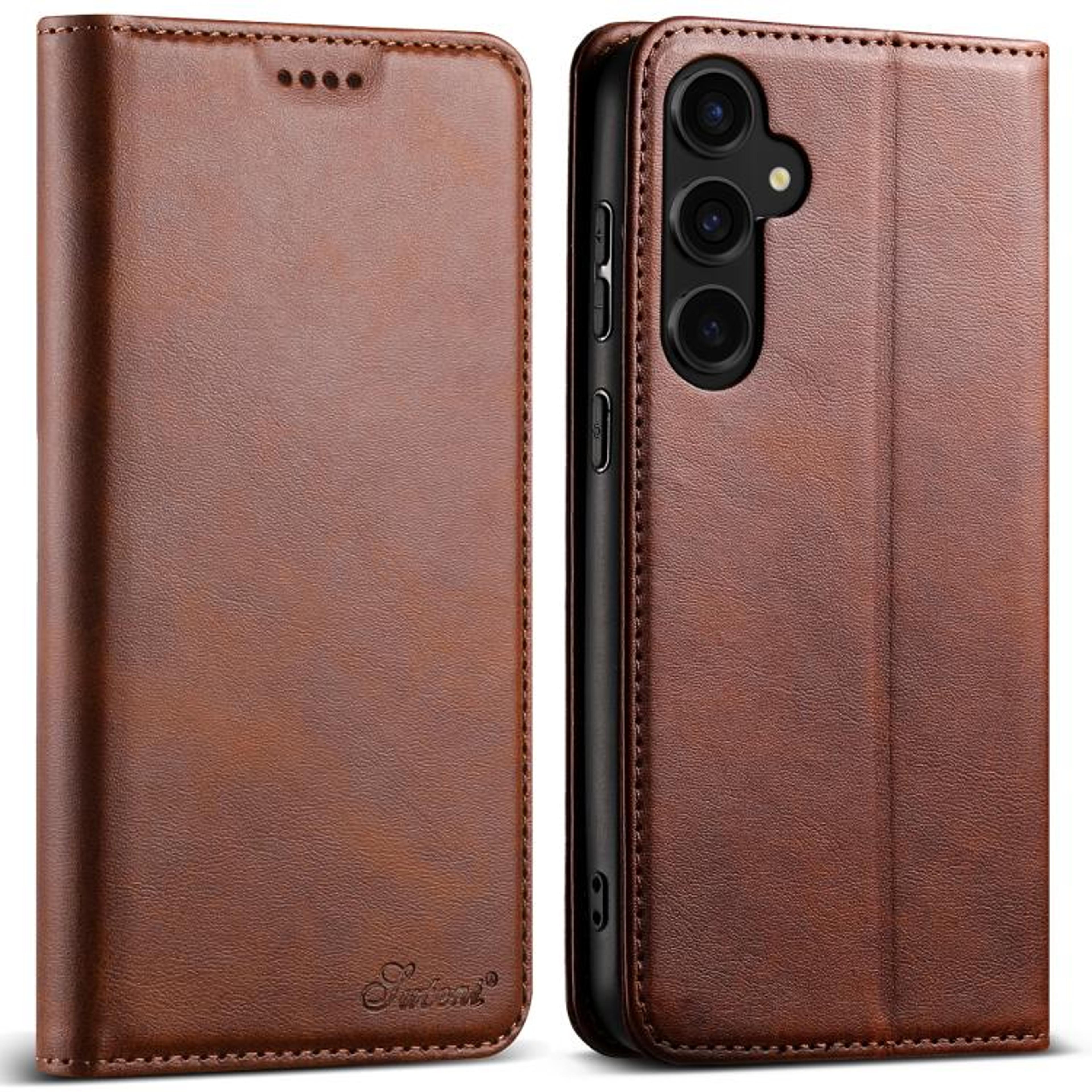 Samsung Galaxy S26 Plus Wallet Case With Calf Texture Leather Card Holder And Kickstand 7