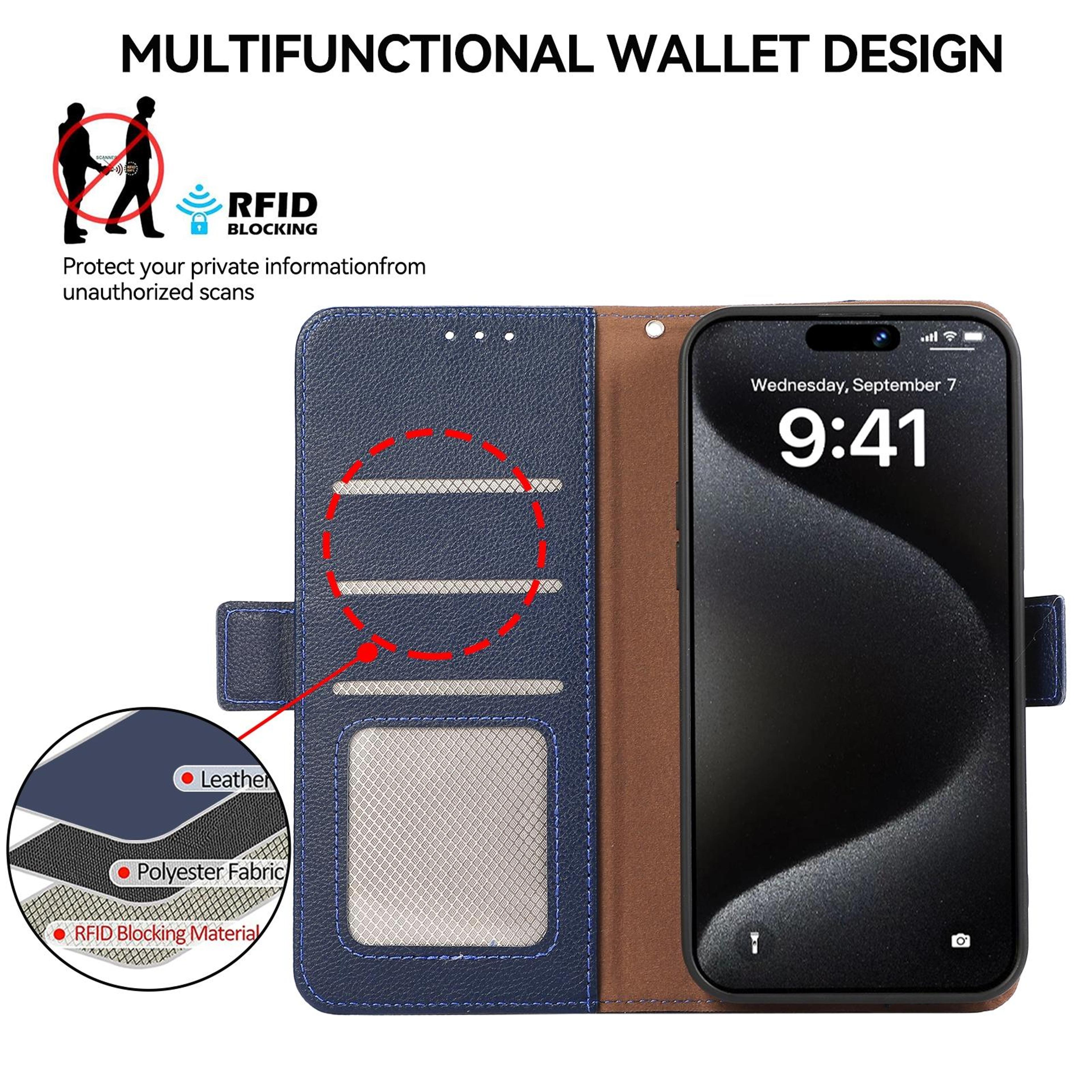 Samsung Galaxy A55 5G Case With RFID Blocking Wallet Magnetic Closure And Stand 3