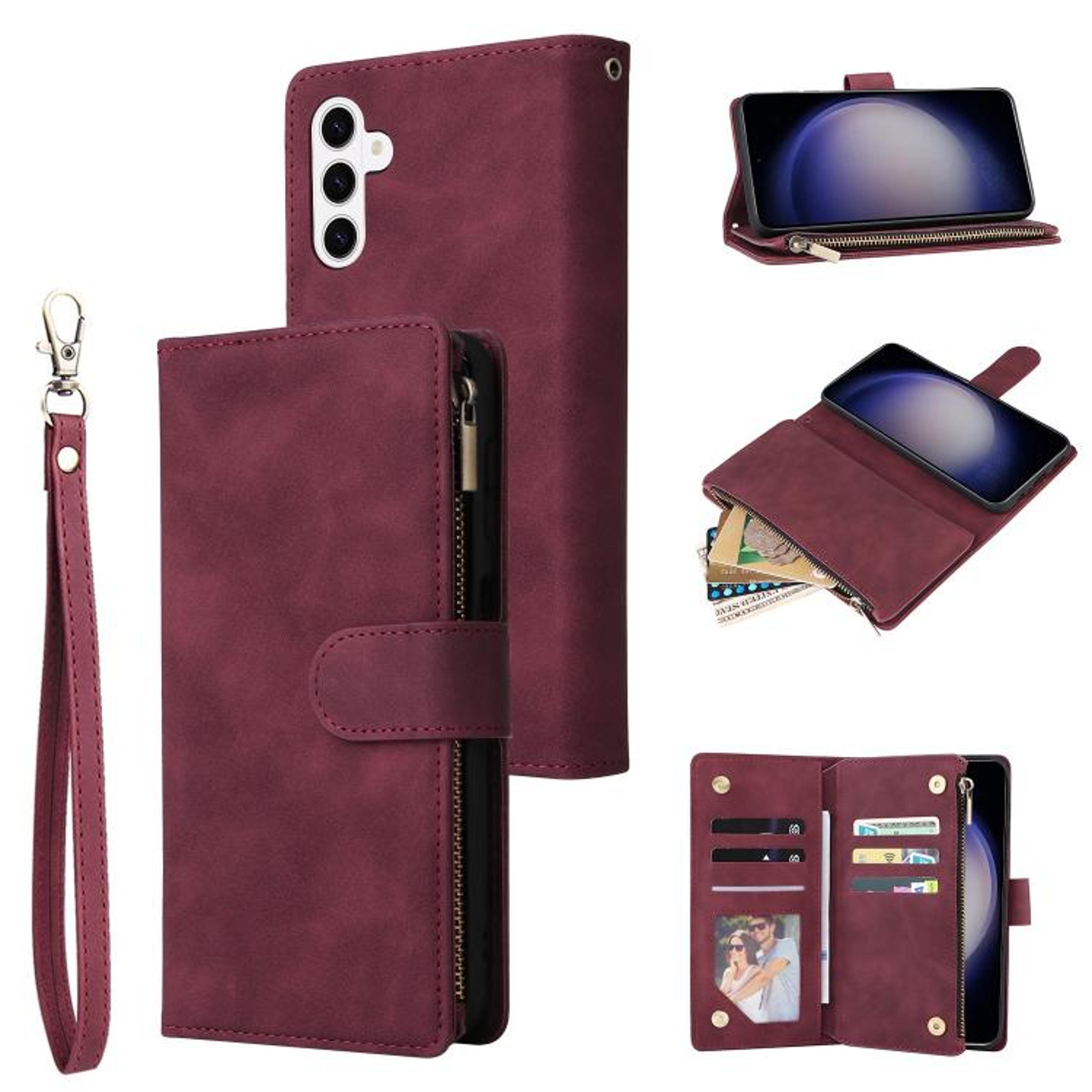 Galaxy S26 5G Zipper Wallet Case With Card Holder Kickstand And Wrist Strap 8