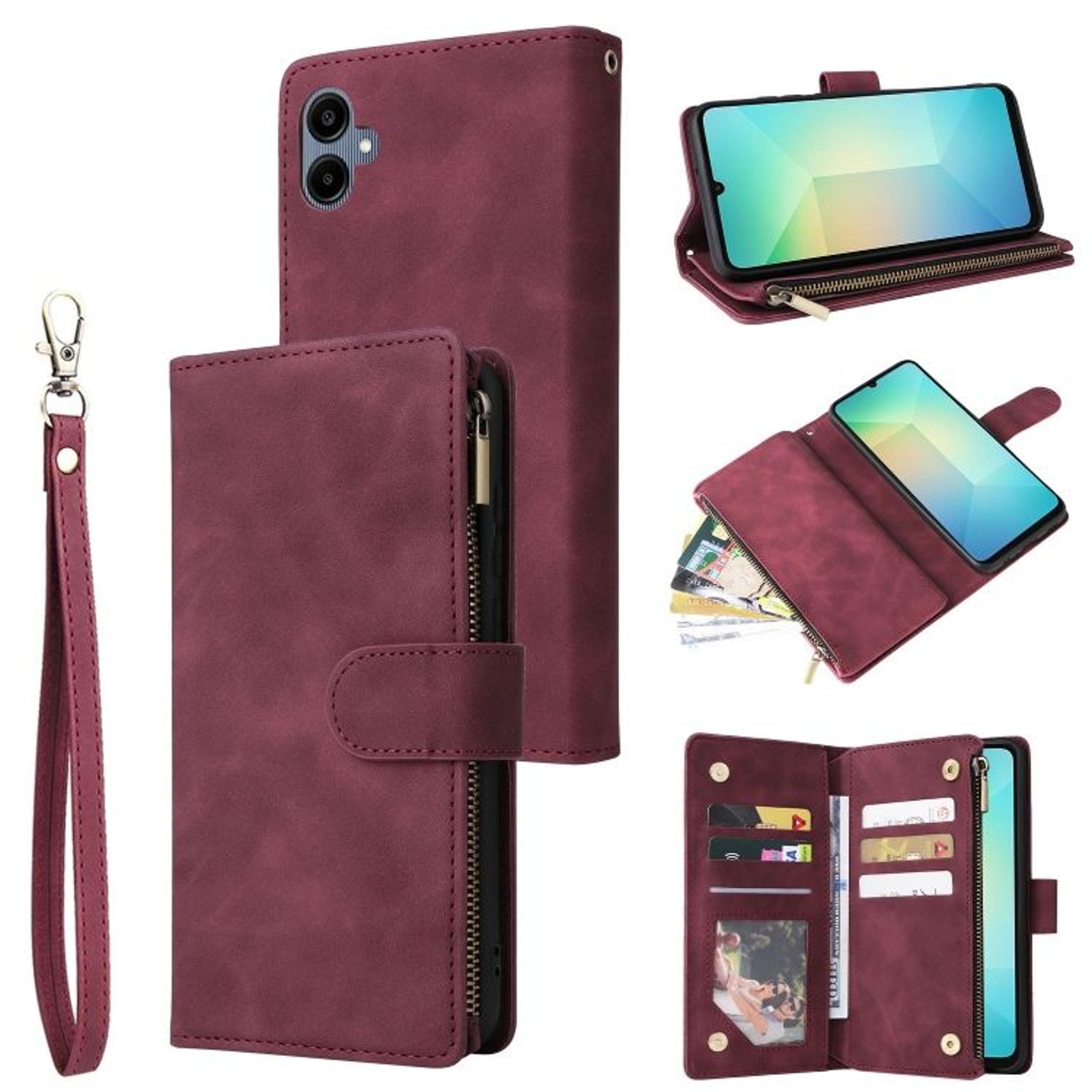 Galaxy A06 4G Zipper Wallet Case With Card Holder Kickstand And Wrist Strap 8
