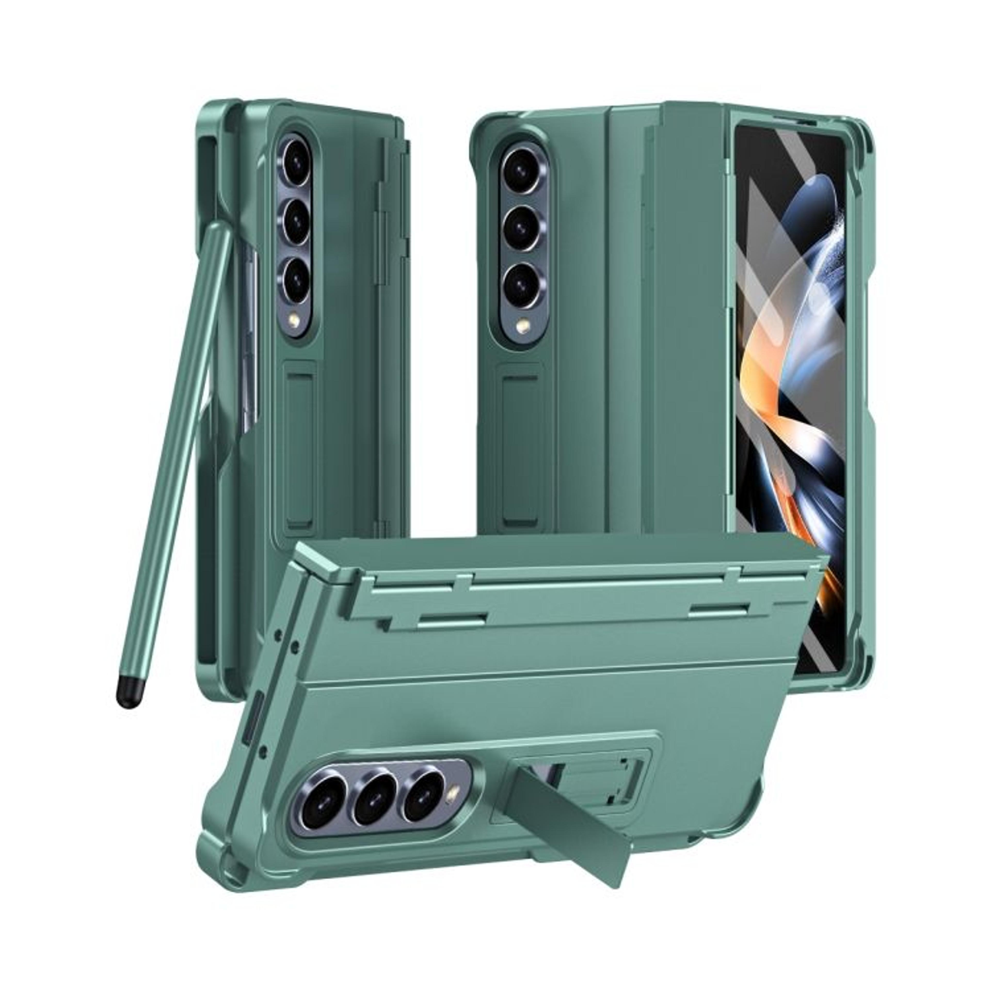 Galaxy Z Fold4 Shockproof Hinge Case With Pen And Tempered Glass 11