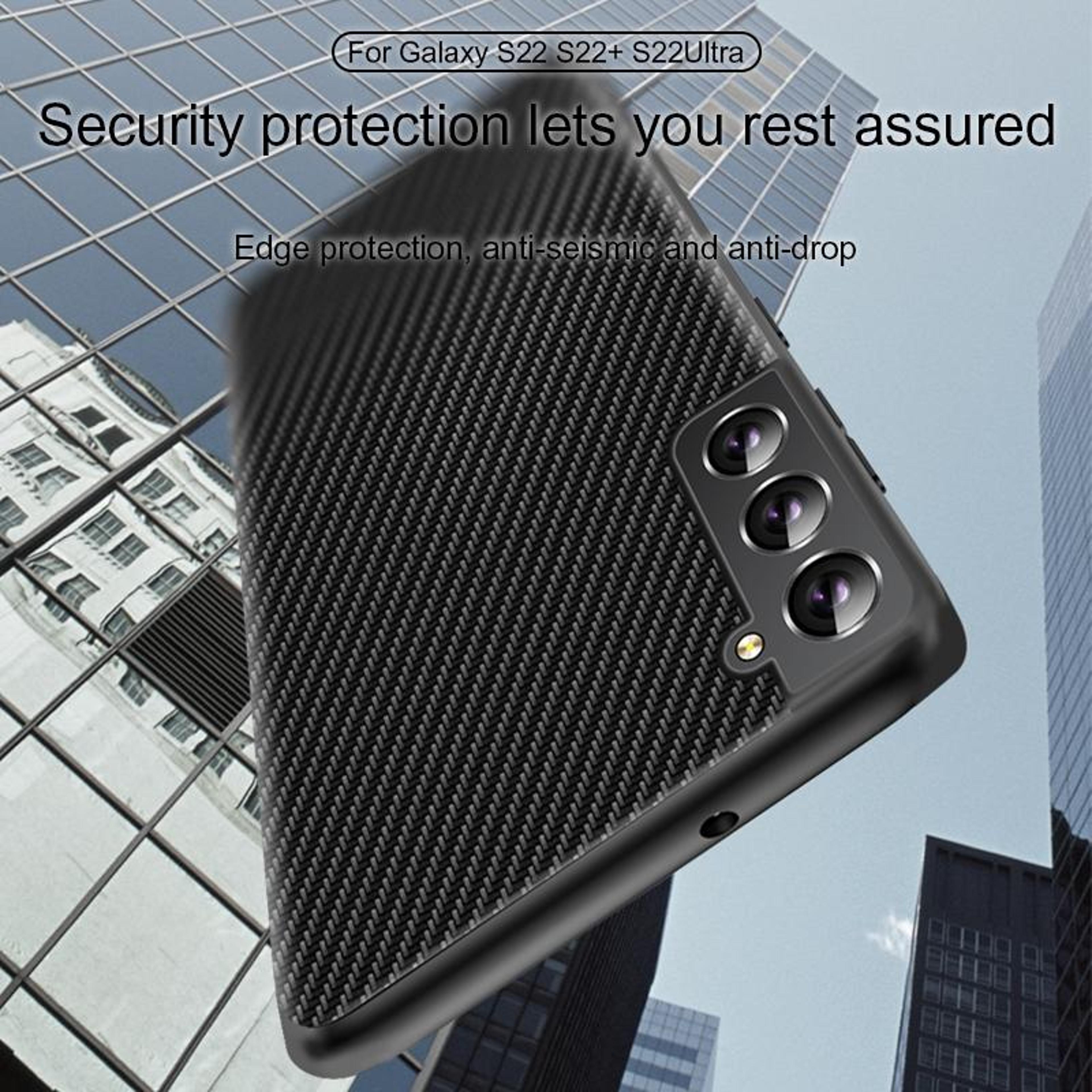 Samsung Galaxy S23 5G Carbon Fiber Texture Slim Protective Phone Case Gold 5