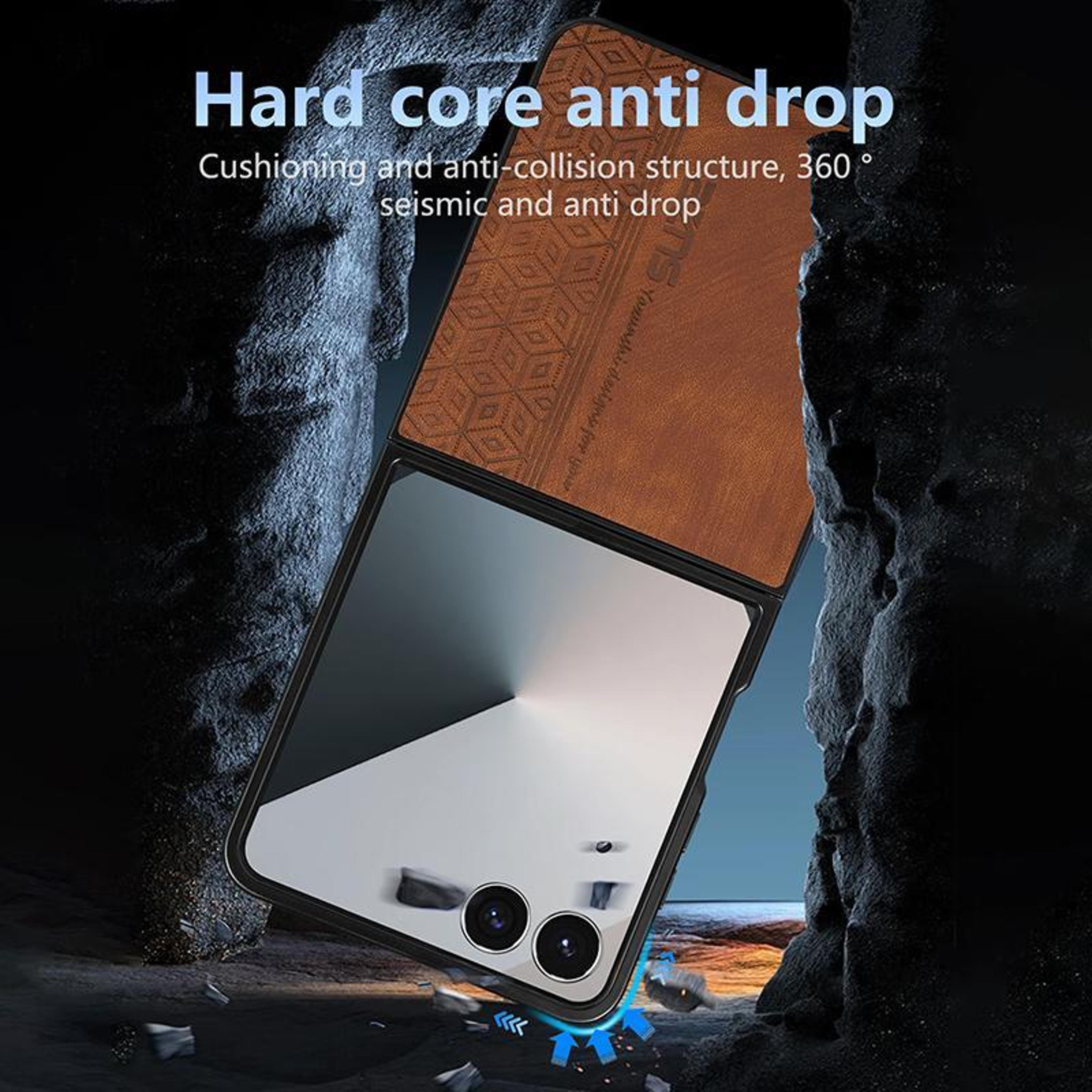 Samsung Galaxy Z Flip8 5G Case 3D Embossed Leather Skin Feel Protective Cover 2