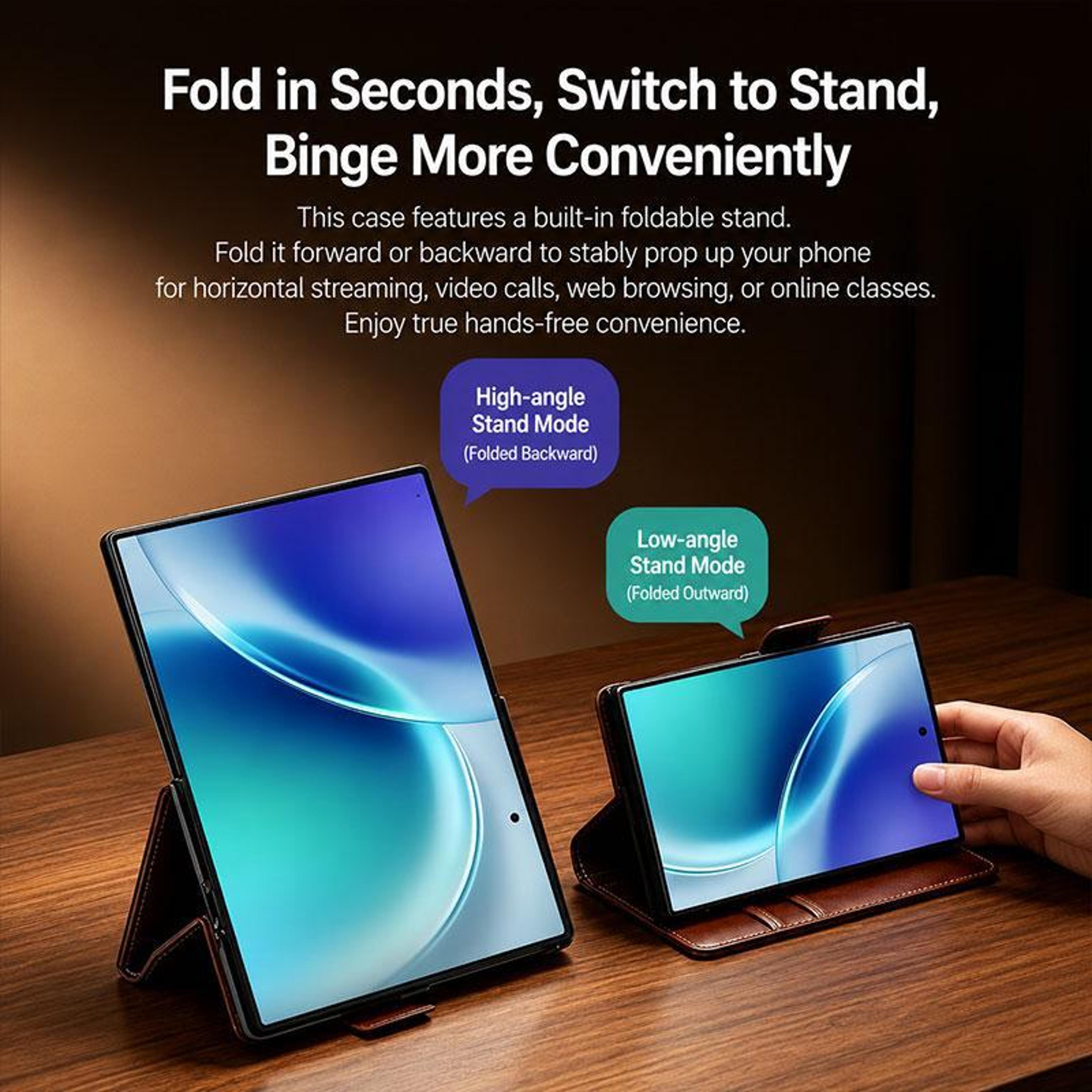 Classic Galaxy Z Fold8 Genuine Leather Case With Magnetic Buckle 11