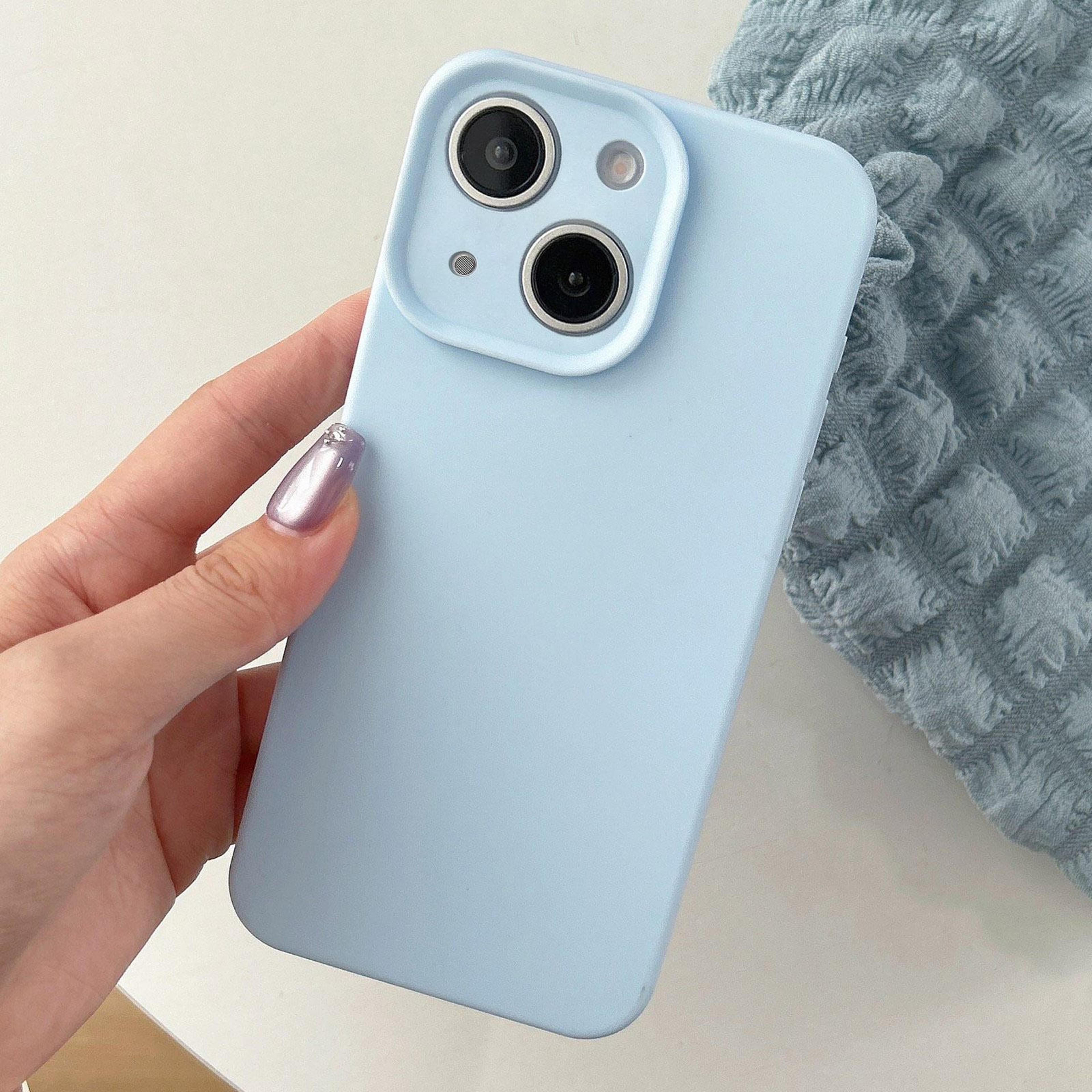 iphone 15 plus silicone case with camera protection slim anti fingerprint cover