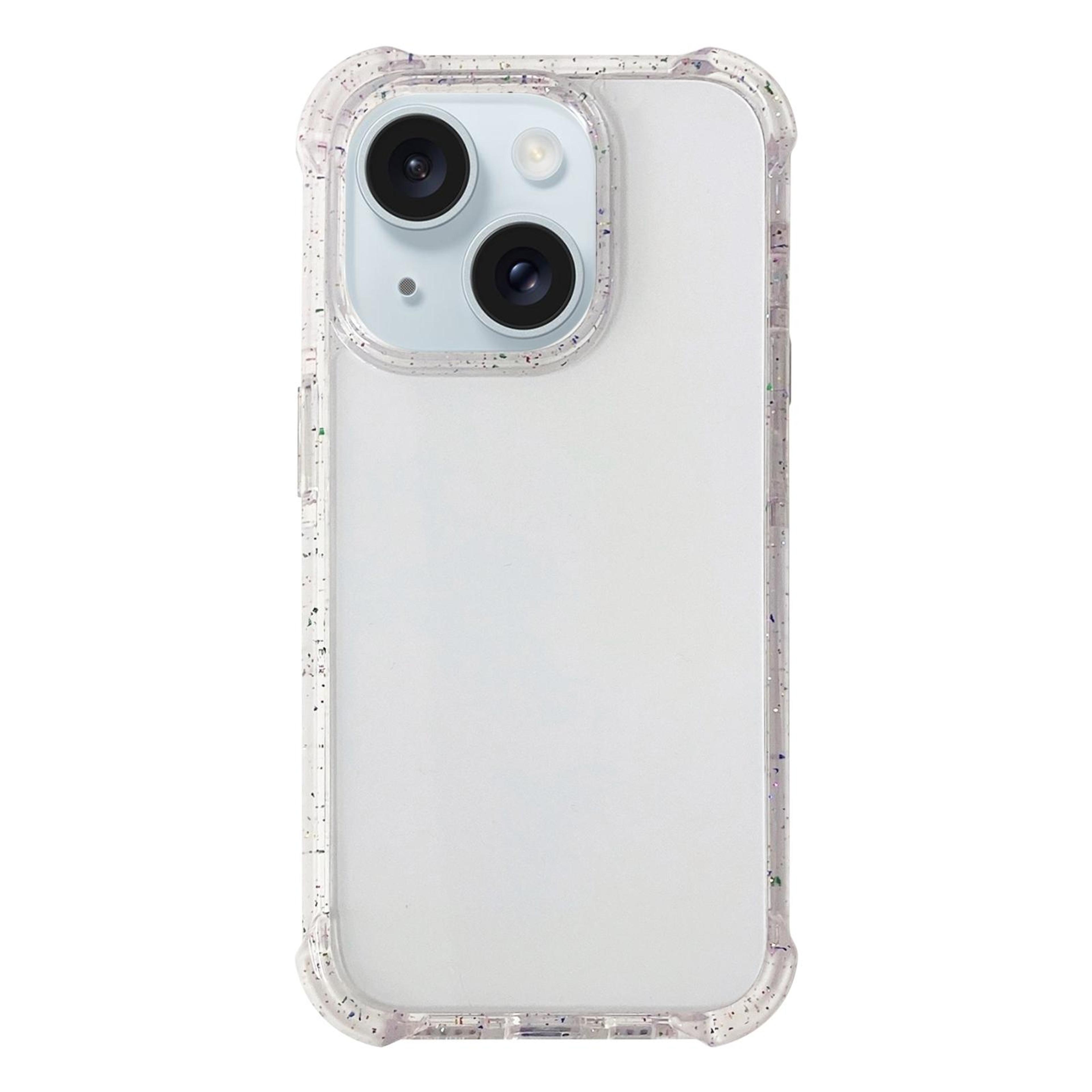 iphone 15 clear acrylic protective case with white accents and raised edges