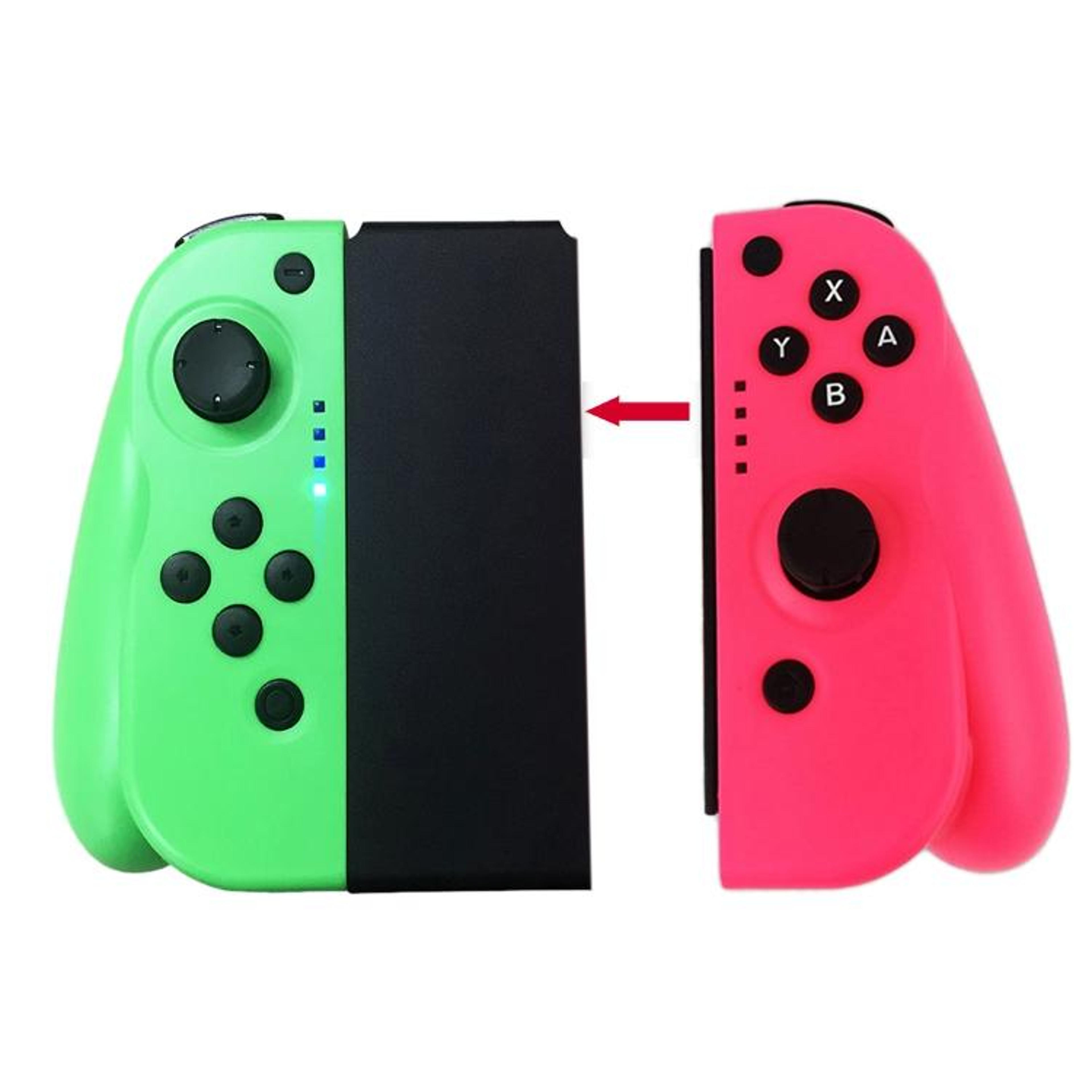 Wireless Bluetooth Switch JoyCon Replacement Controllers With Dual 3D Joysticks Green And Red 3