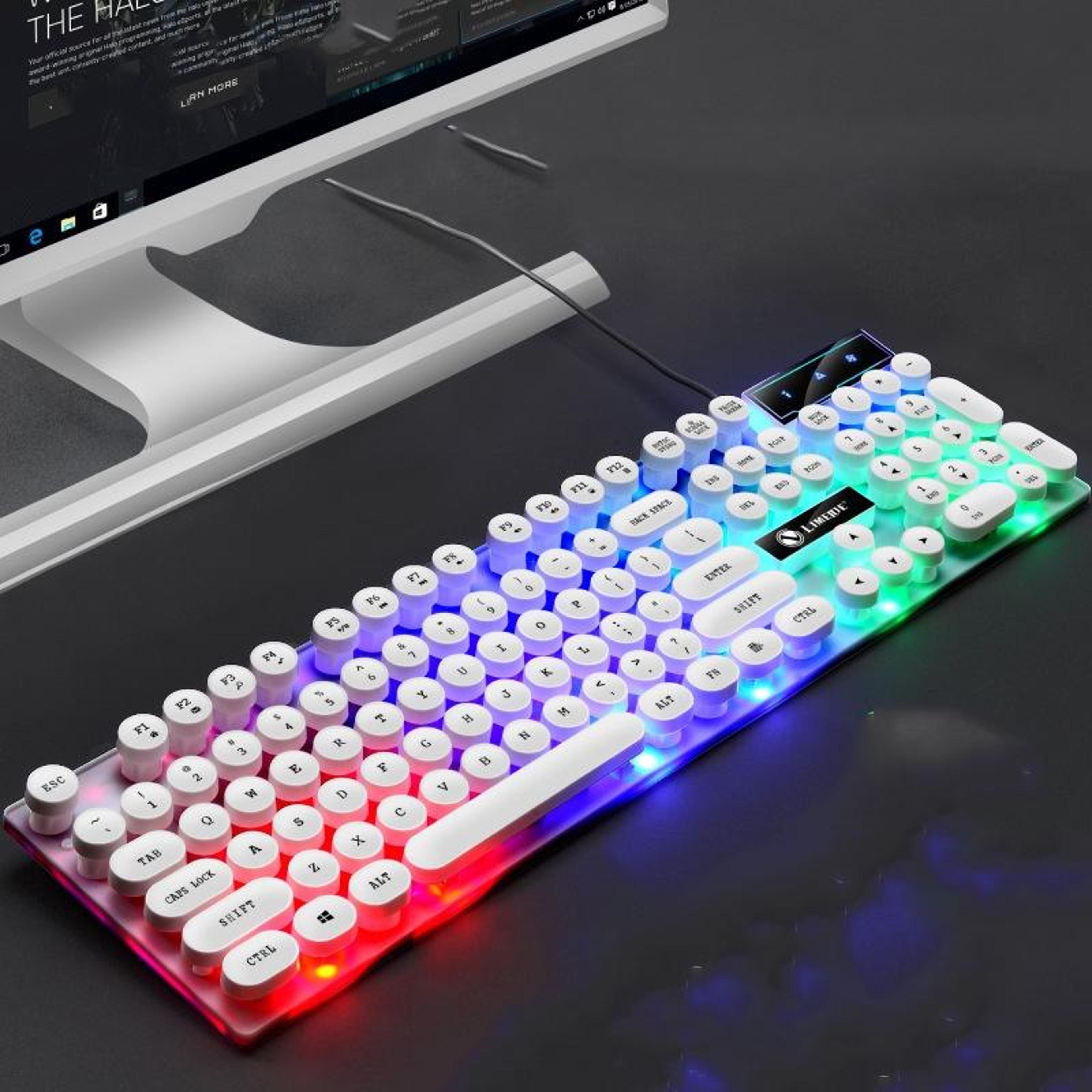 LIMEIDE GTX300 Retro 104 Key Wired Keyboard And Mouse Combo With Round Keycaps 0