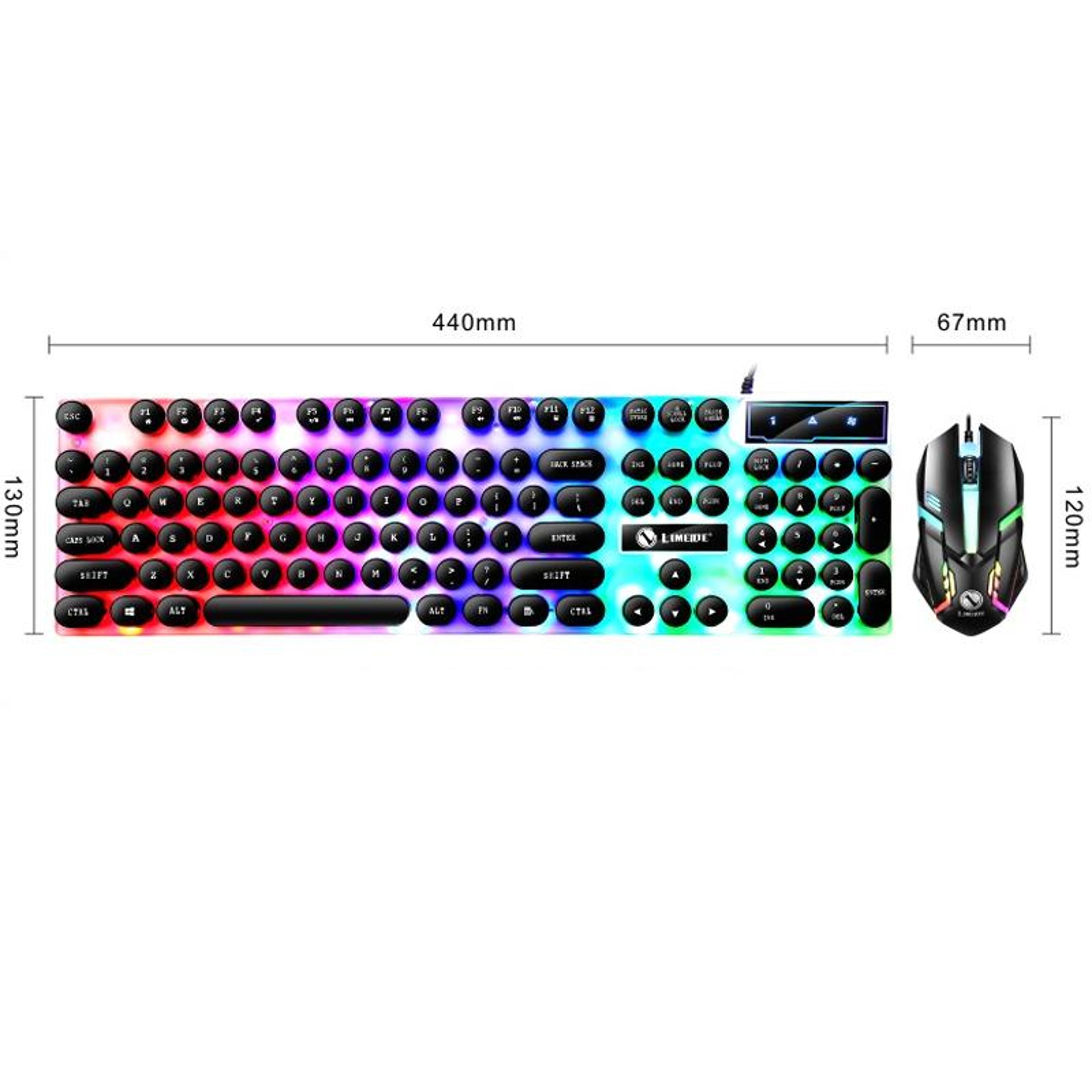 LIMEIDE GTX300 Retro 104 Key Wired Keyboard And Mouse Combo With Round Keycaps 2