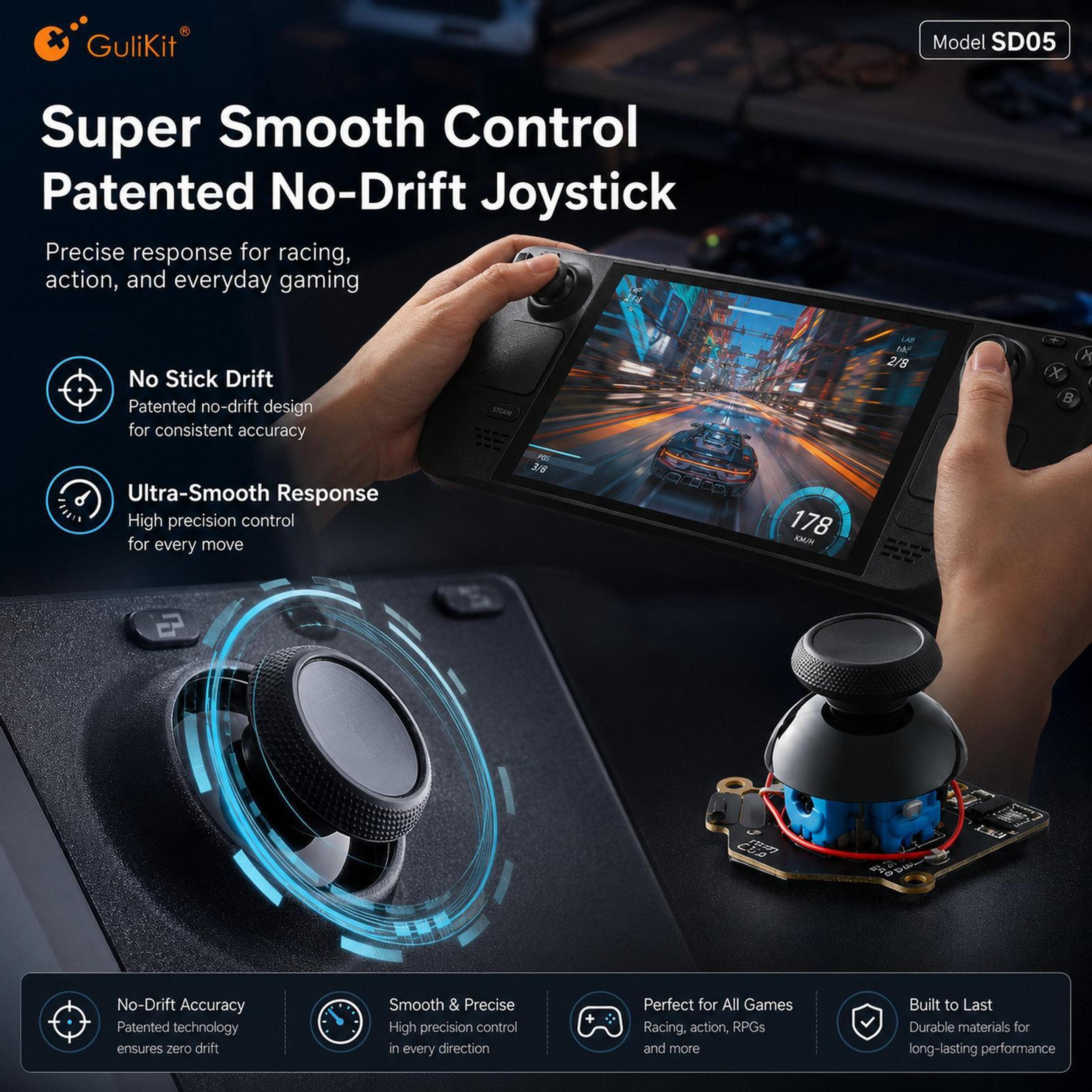 GuliKit SD05 Hall Effect Joystick For Steam Deck OLED Stick Drift Repair Kit 7