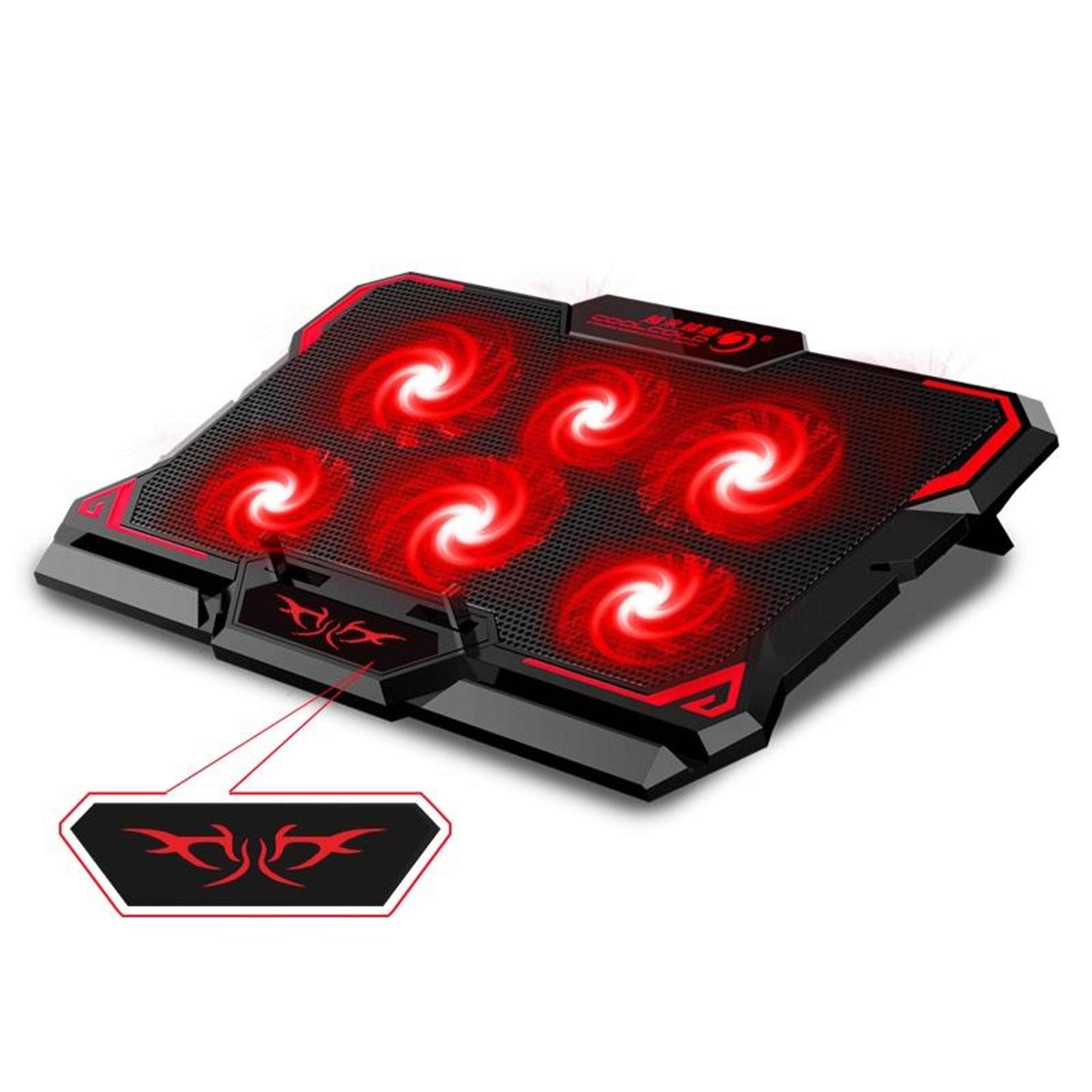 coolcold 17 inch gaming laptop cooling pad with 6 fans, dual usb and 2600 rpm cooling