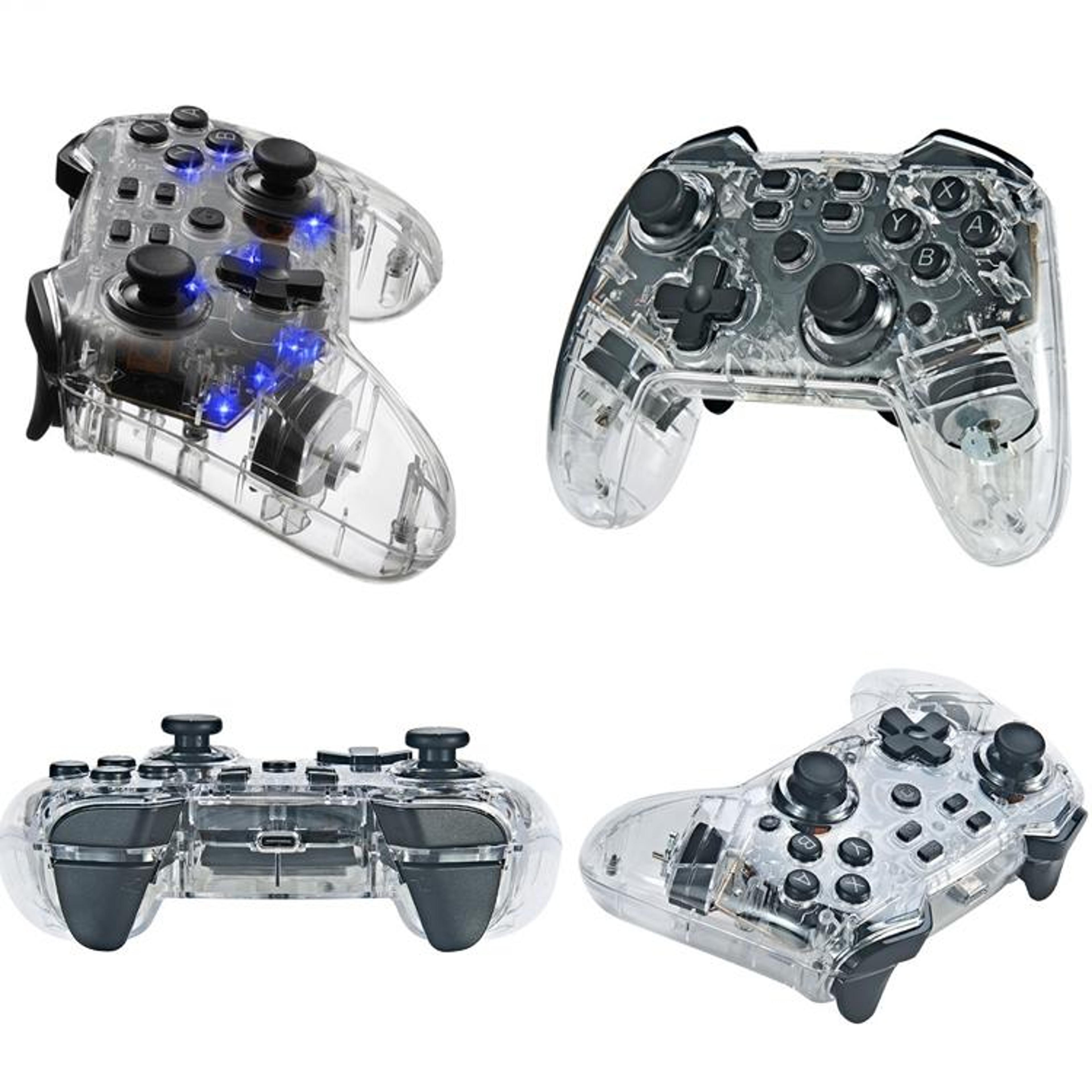 Transparent RGB Wireless Switch Controller With Turbo Macro Gyro And Vibration 5