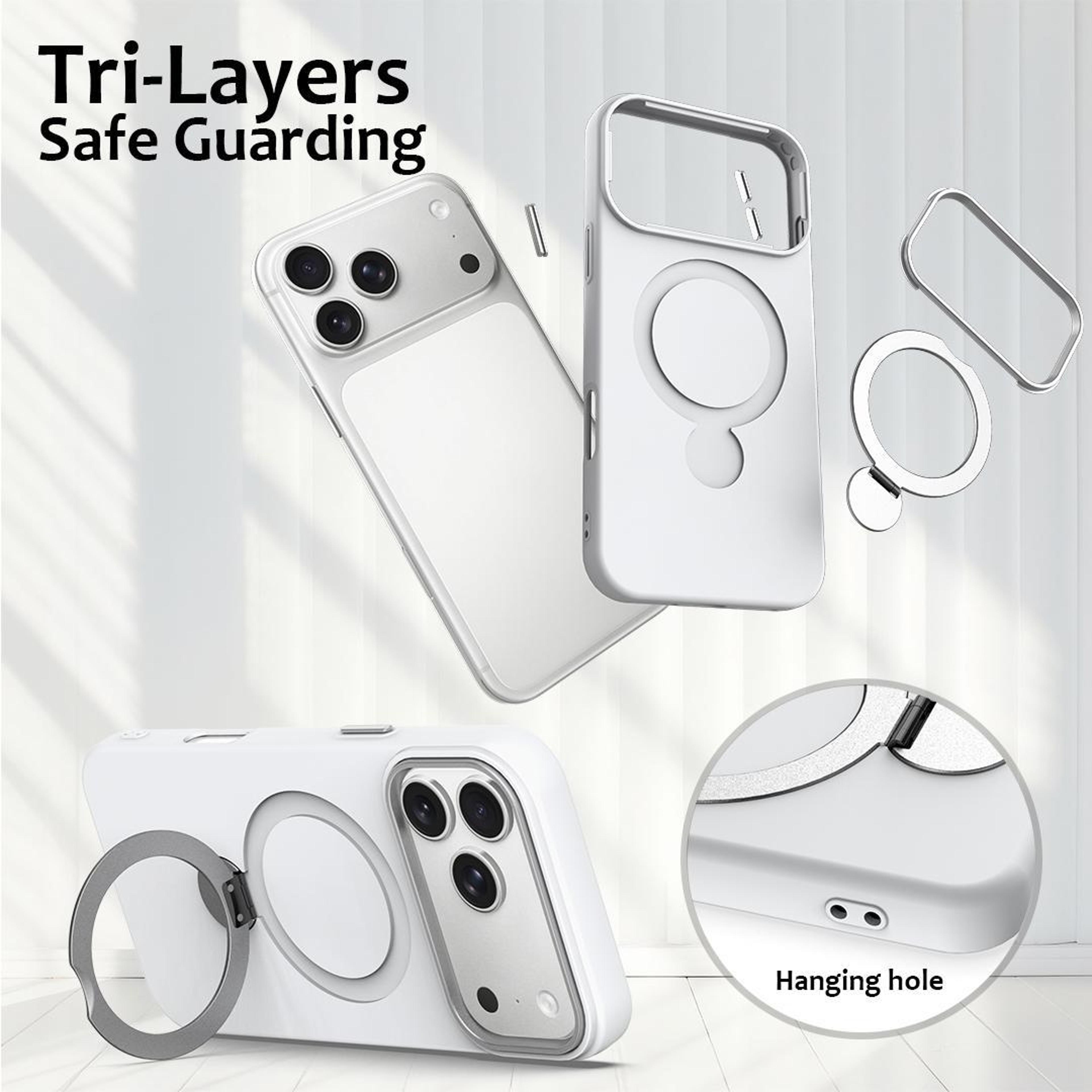 IPhone 18 Pro Hybrid TPU PC Case With 360 Ring Holder And Camera Protection 5