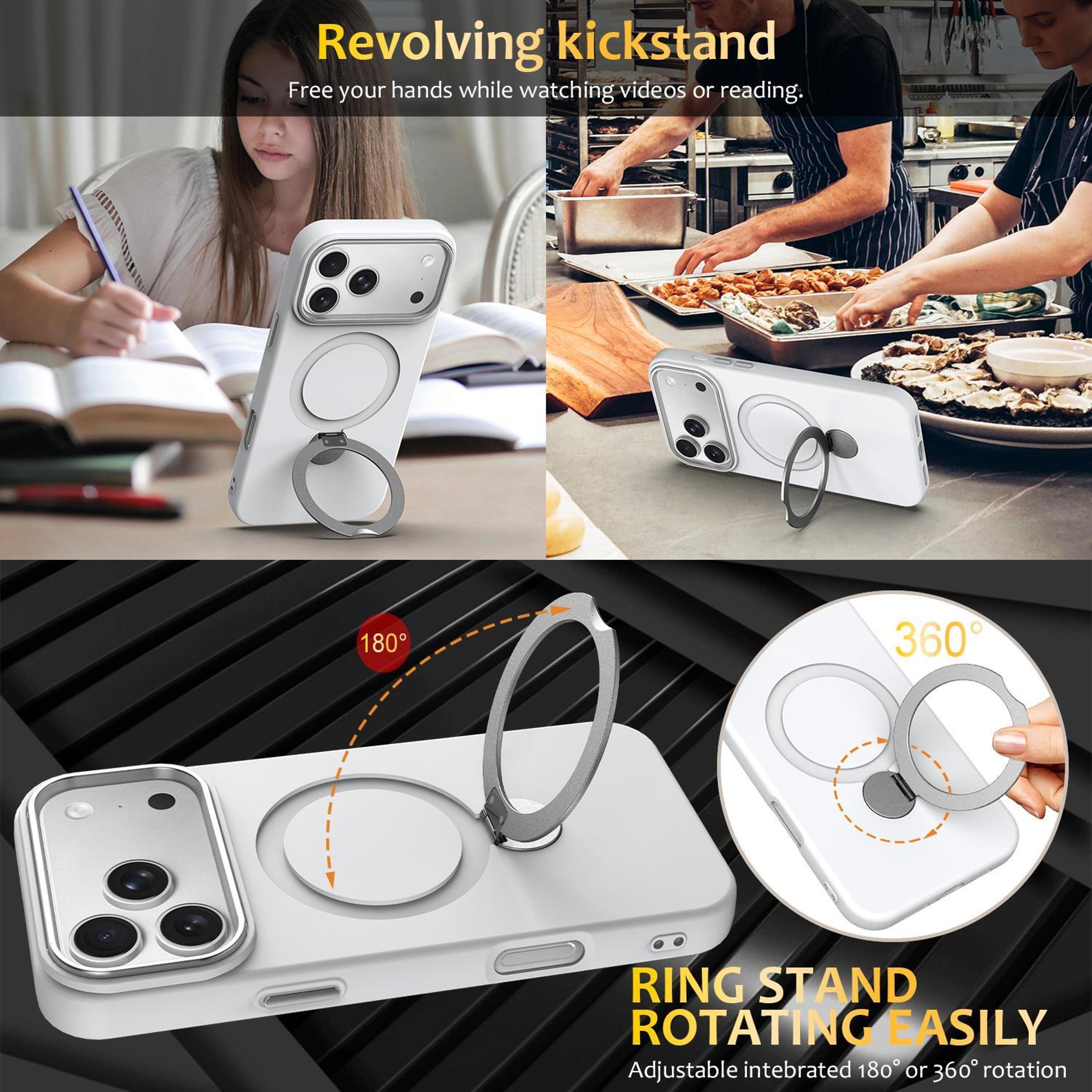 IPhone 18 Pro Max Ring Holder Case With 360 Stand Hybrid Protective Case With TPU PC Construction 4