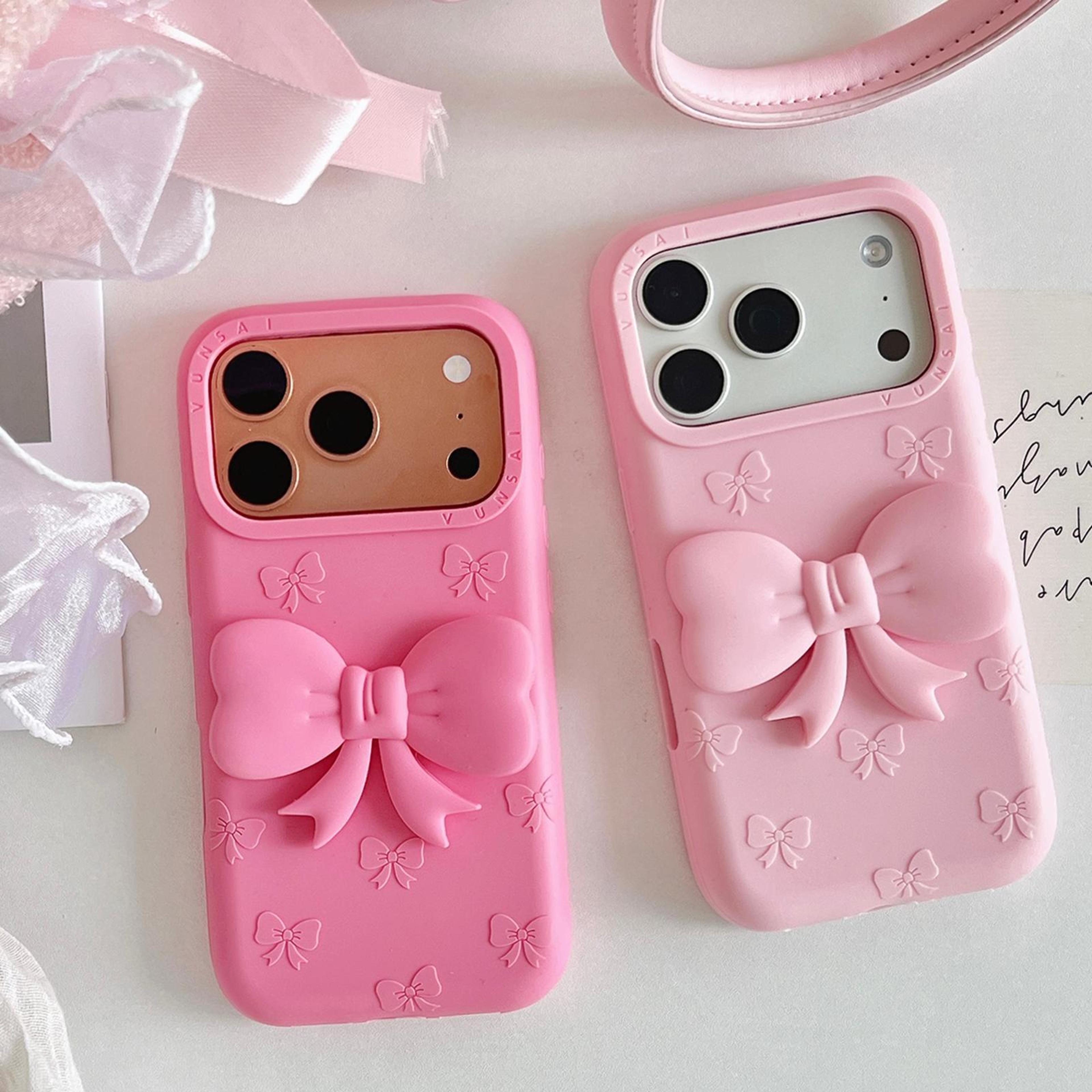 Cute 3D Bow IPhone 18 Pro Silicone Case With HandsFree Stand 1