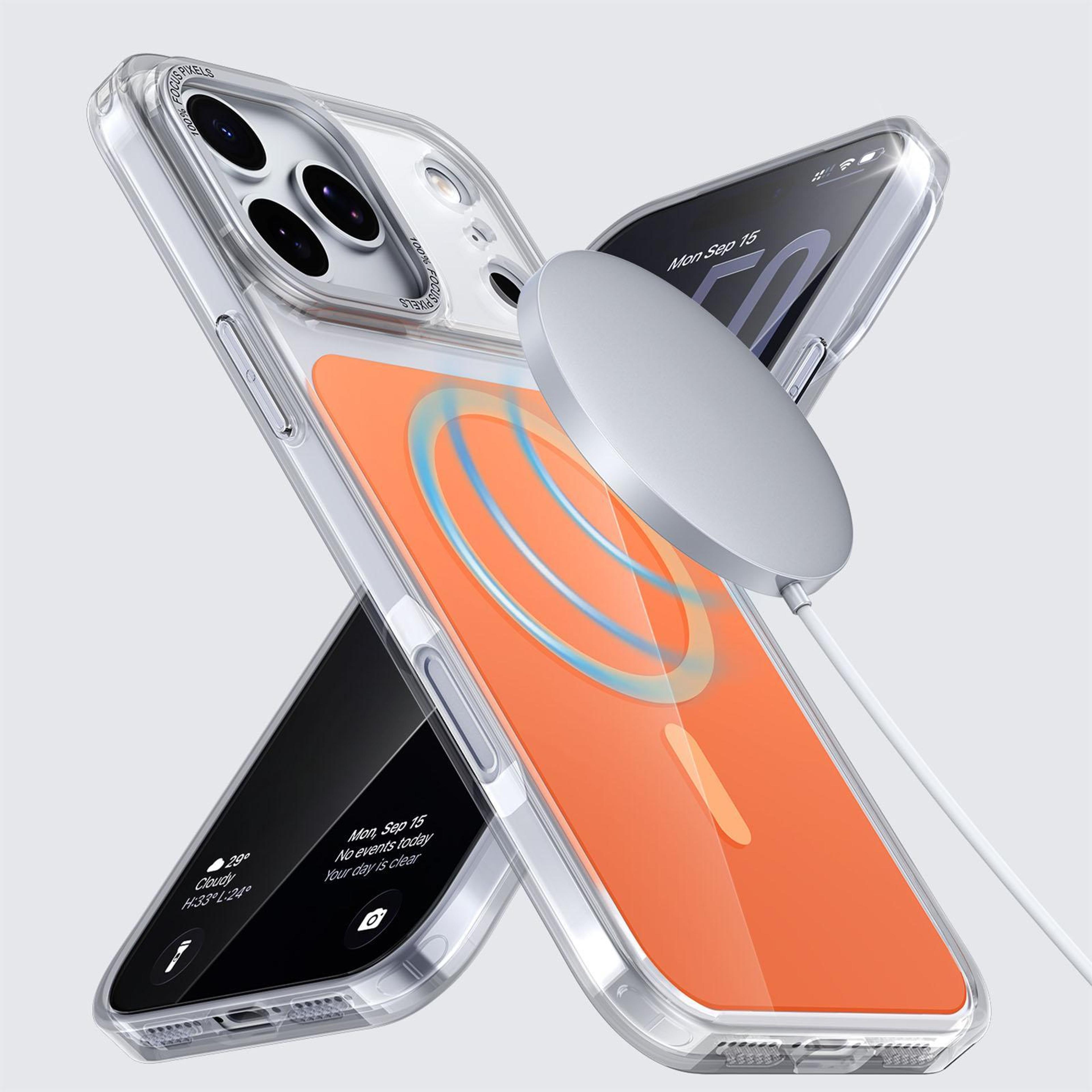 Kalebol IPhone 18 Pro MagSafe Case With N52 Magnetic Clear Back And Orange Metal Camera Protection 3