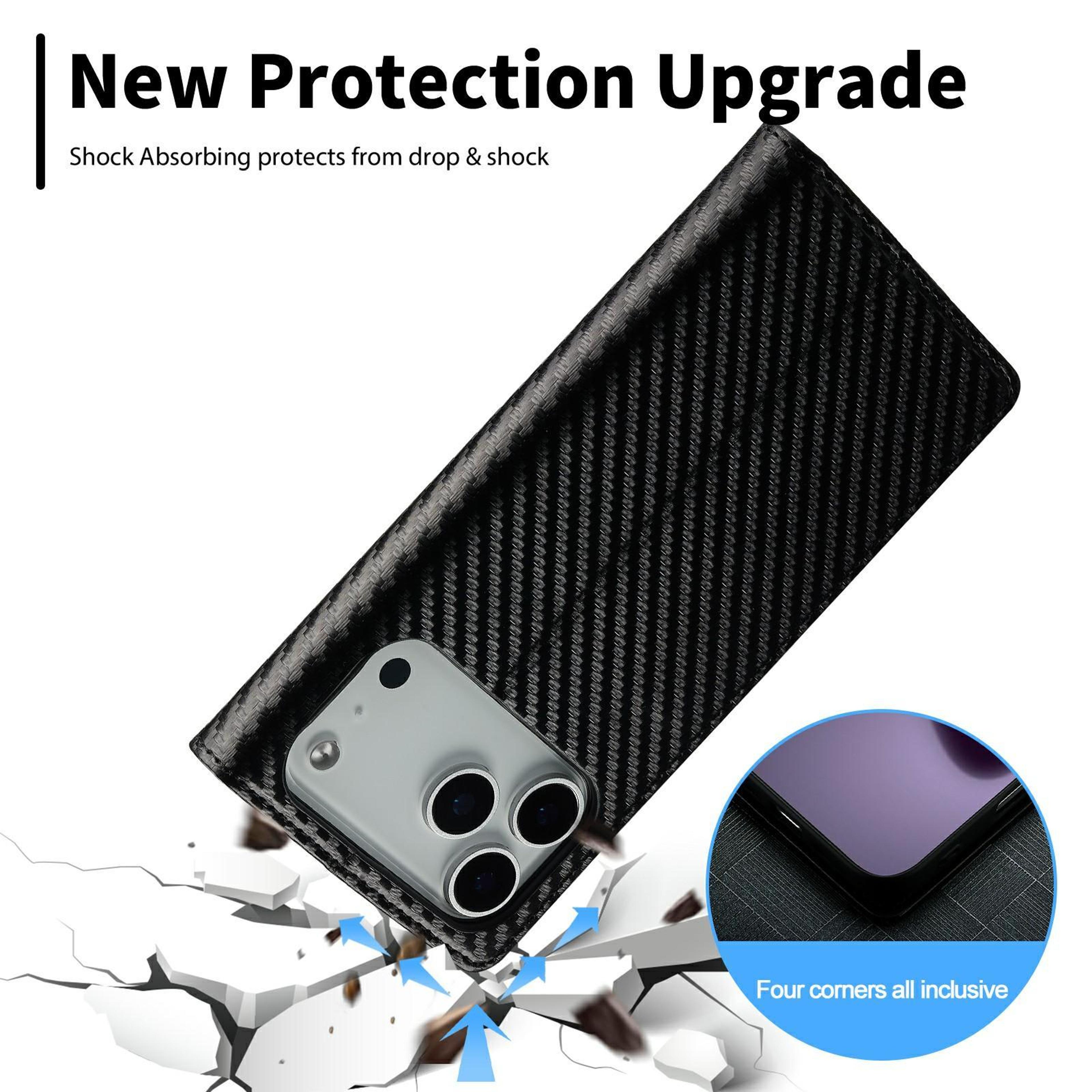 IPhone 18 Pro Carbon Fiber Texture Leather Wallet Case With Stand 5