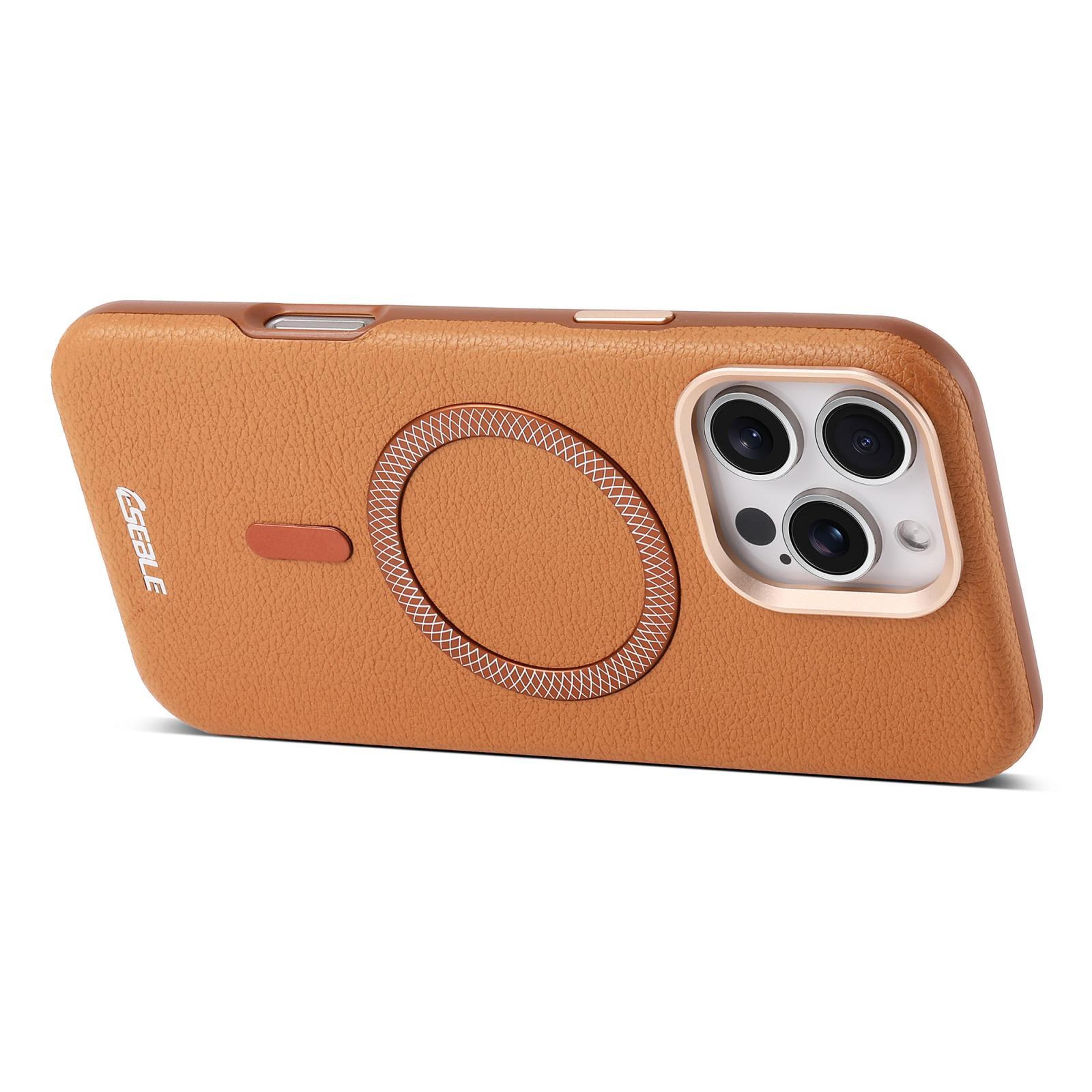 IPhone 18 Pro Max Case With Litchi Texture Magnetic Charging And Metal Lens Guard 4