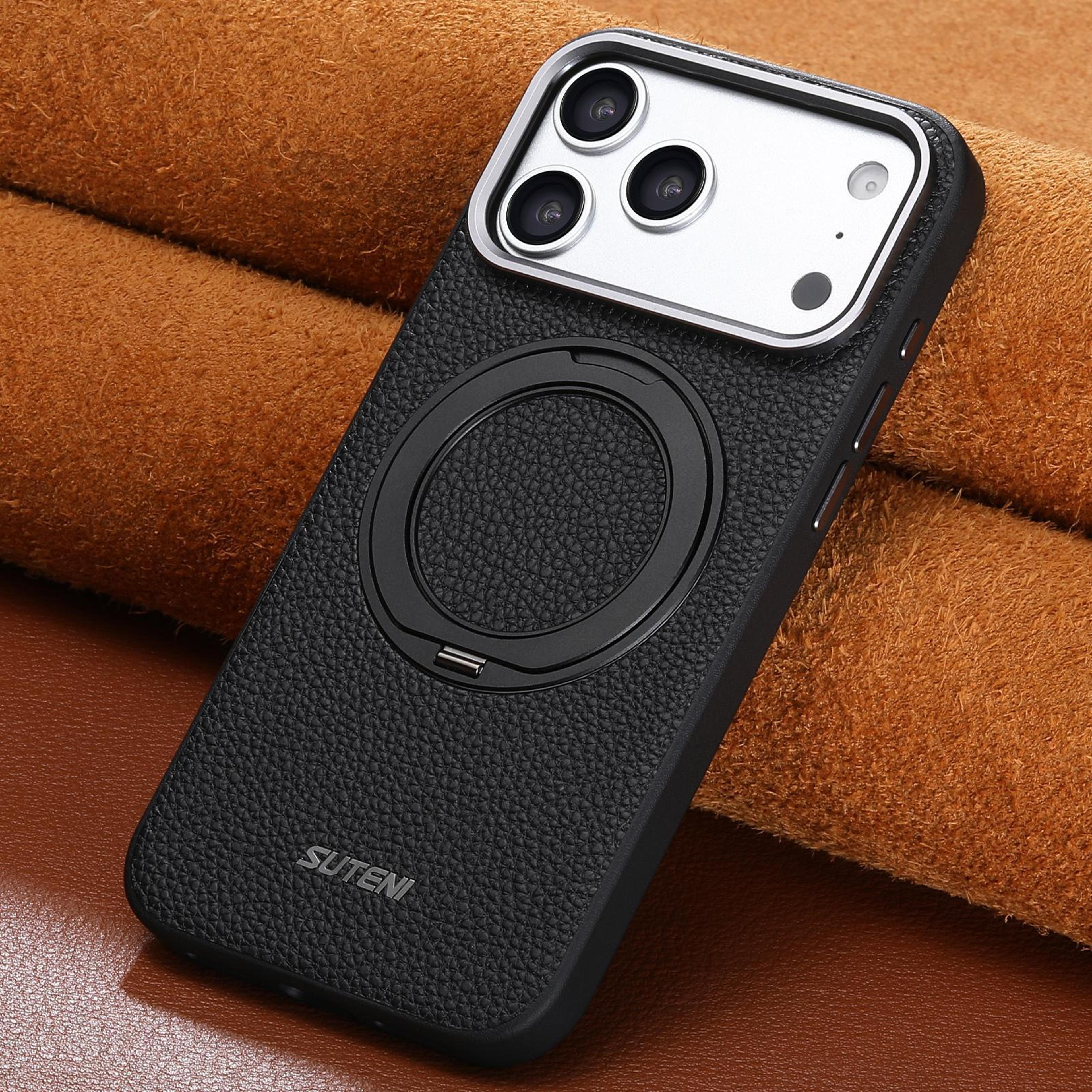 IPhone 18 Pro Max PU Leather Magnetic Case With 360 Rotating Stand 1