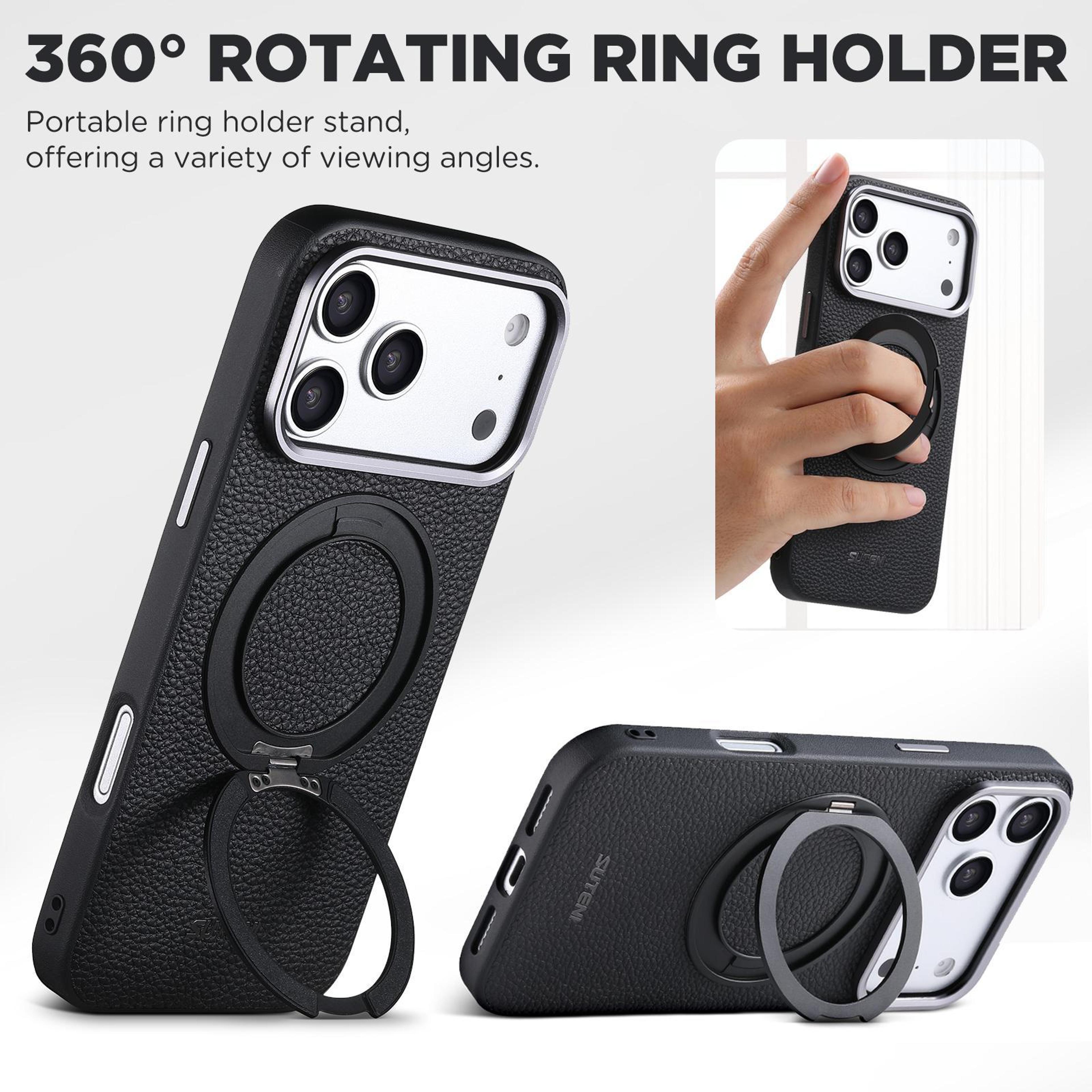 IPhone 18 Pro Max PU Leather Magnetic Case With 360 Rotating Stand 3