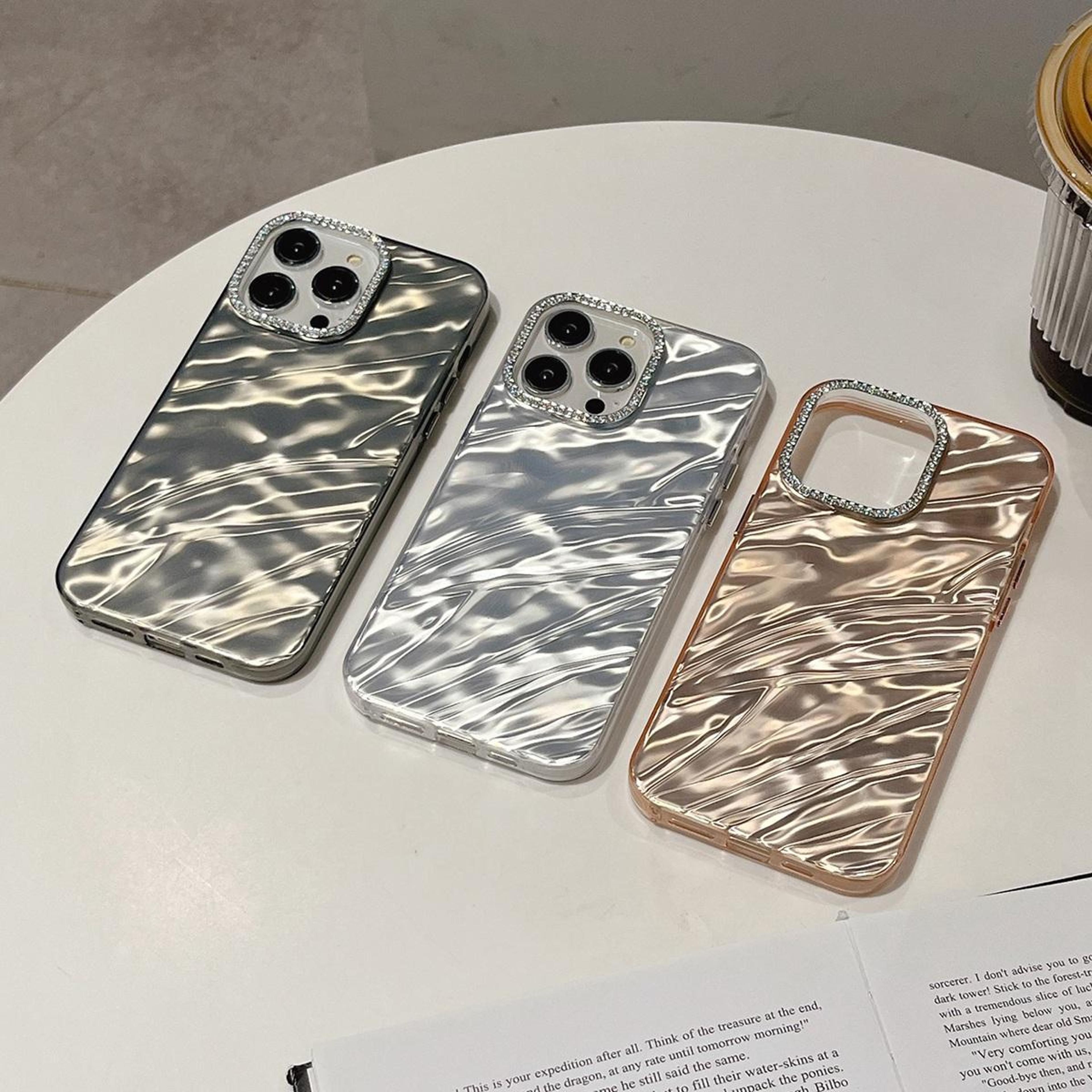 IPhone 18 Pro Rhinestone Camera Frame Wavy Acrylic TPU Phone Case 1