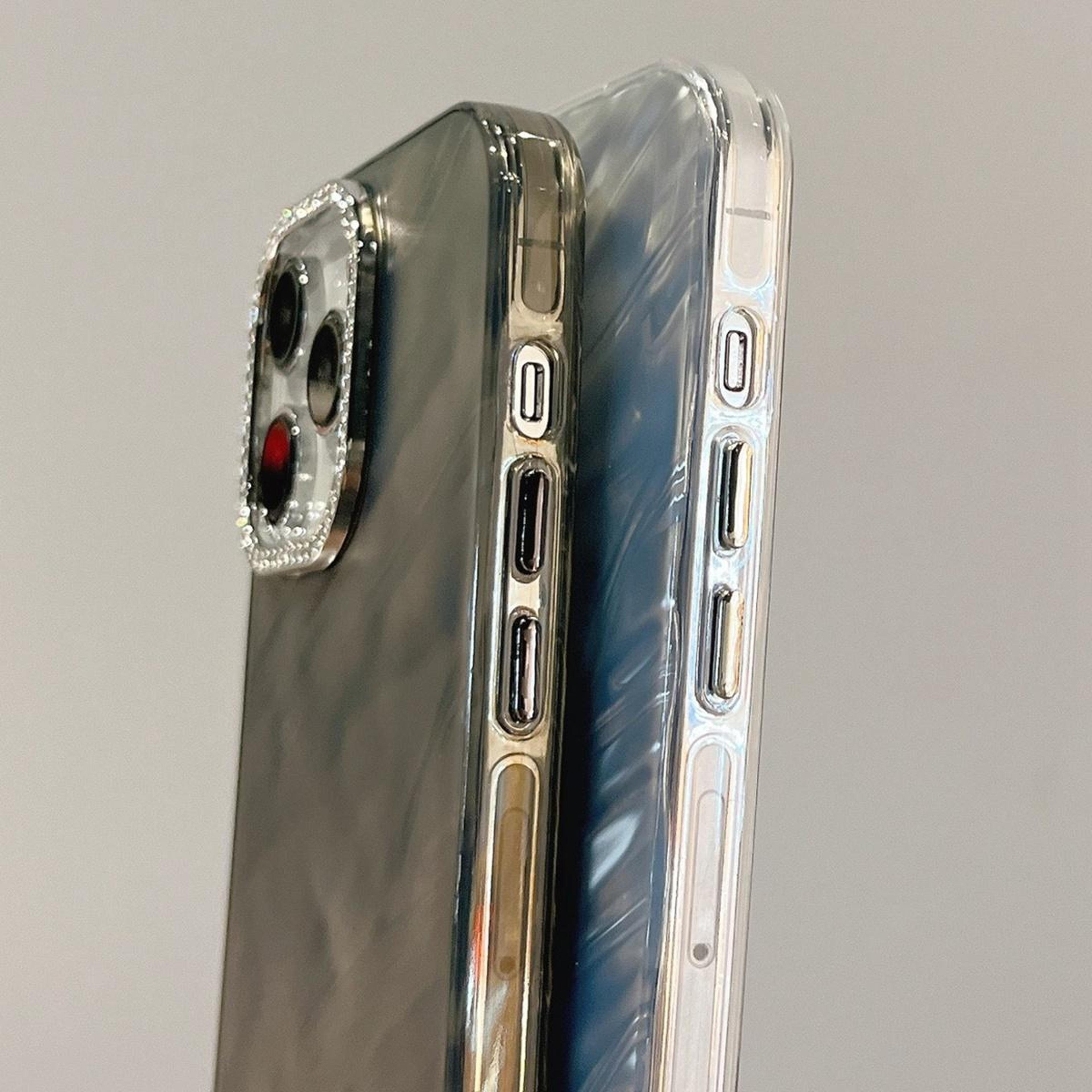 IPhone 18 Pro Rhinestone Camera Frame Wavy Acrylic TPU Phone Case 5