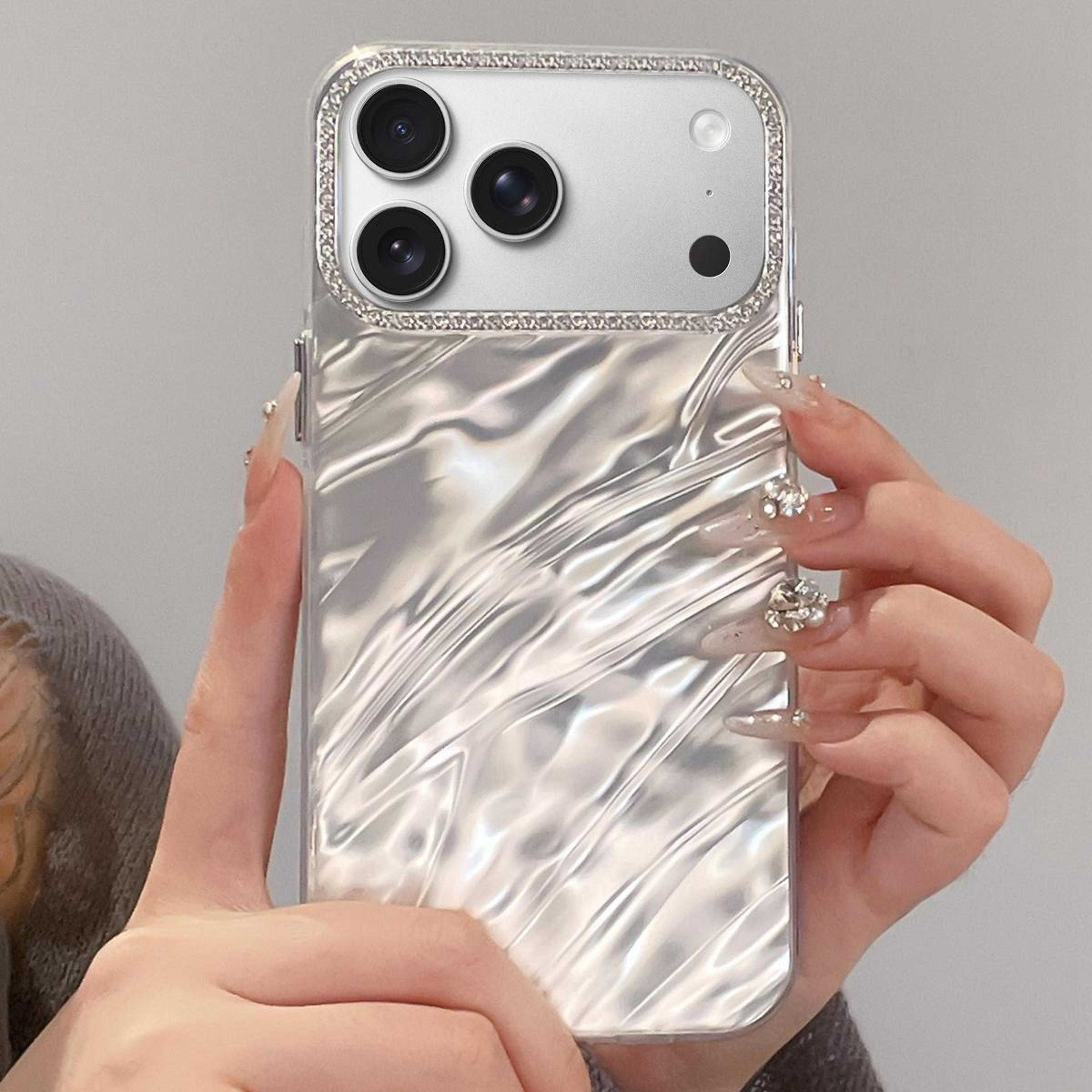 Rhinestone IPhone 18 Pro Max Case With Wavy Acrylic Back 0