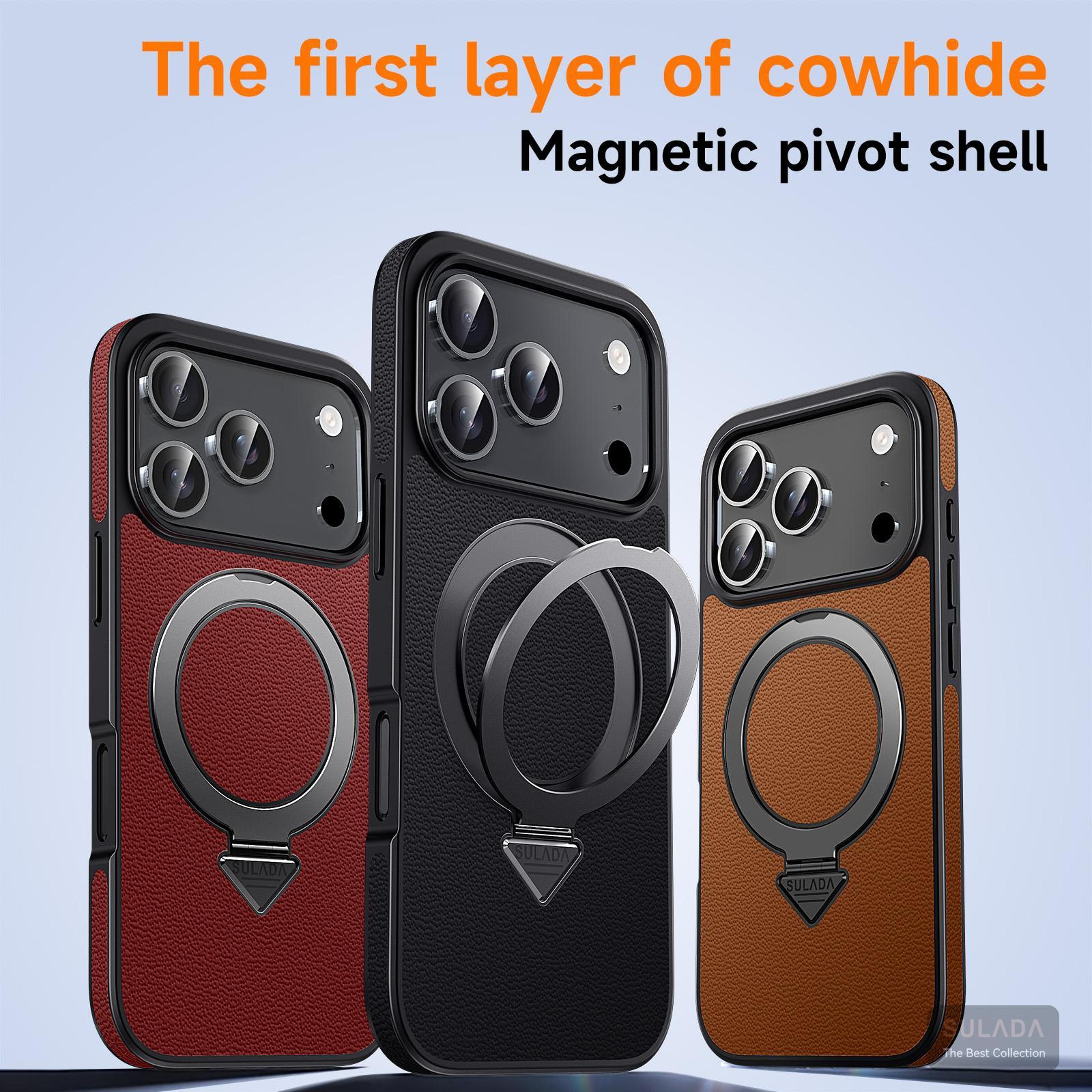IPhone 18 Pro Leather MagSafe Case With Magnetic Holder 1