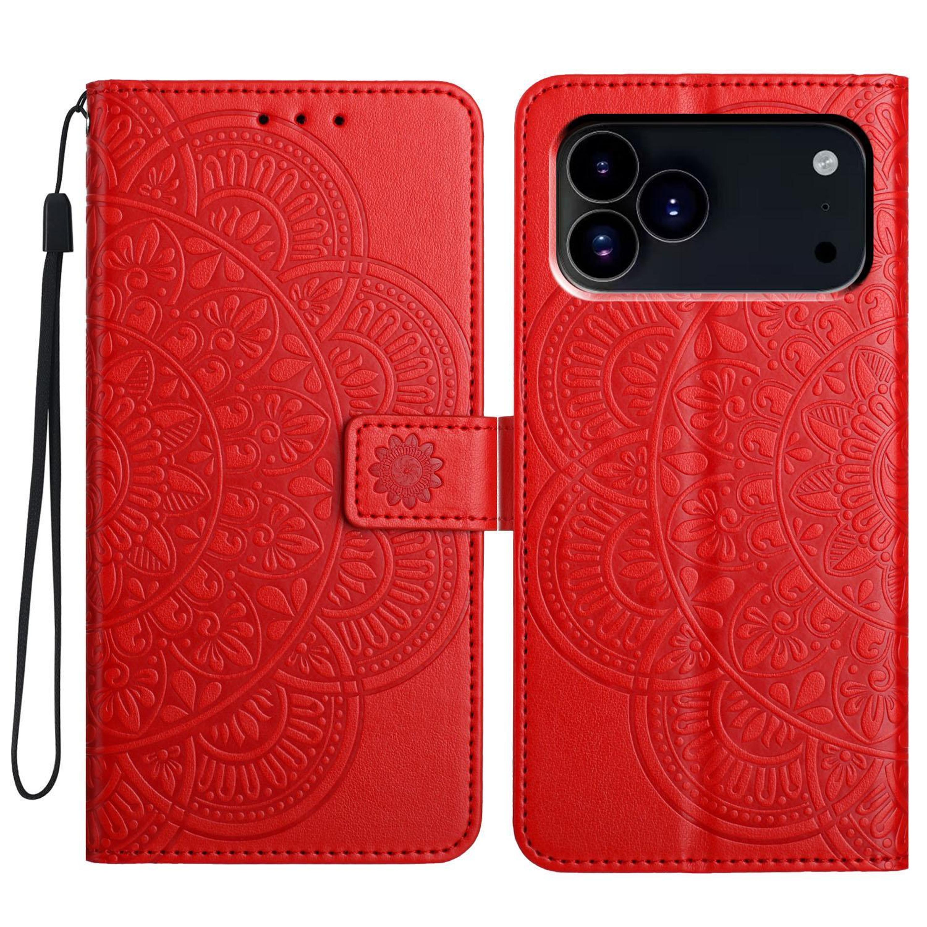 Flower Embossed IPhone 18 Pro Max Wallet Phone Case With Card Slot And Stand 0